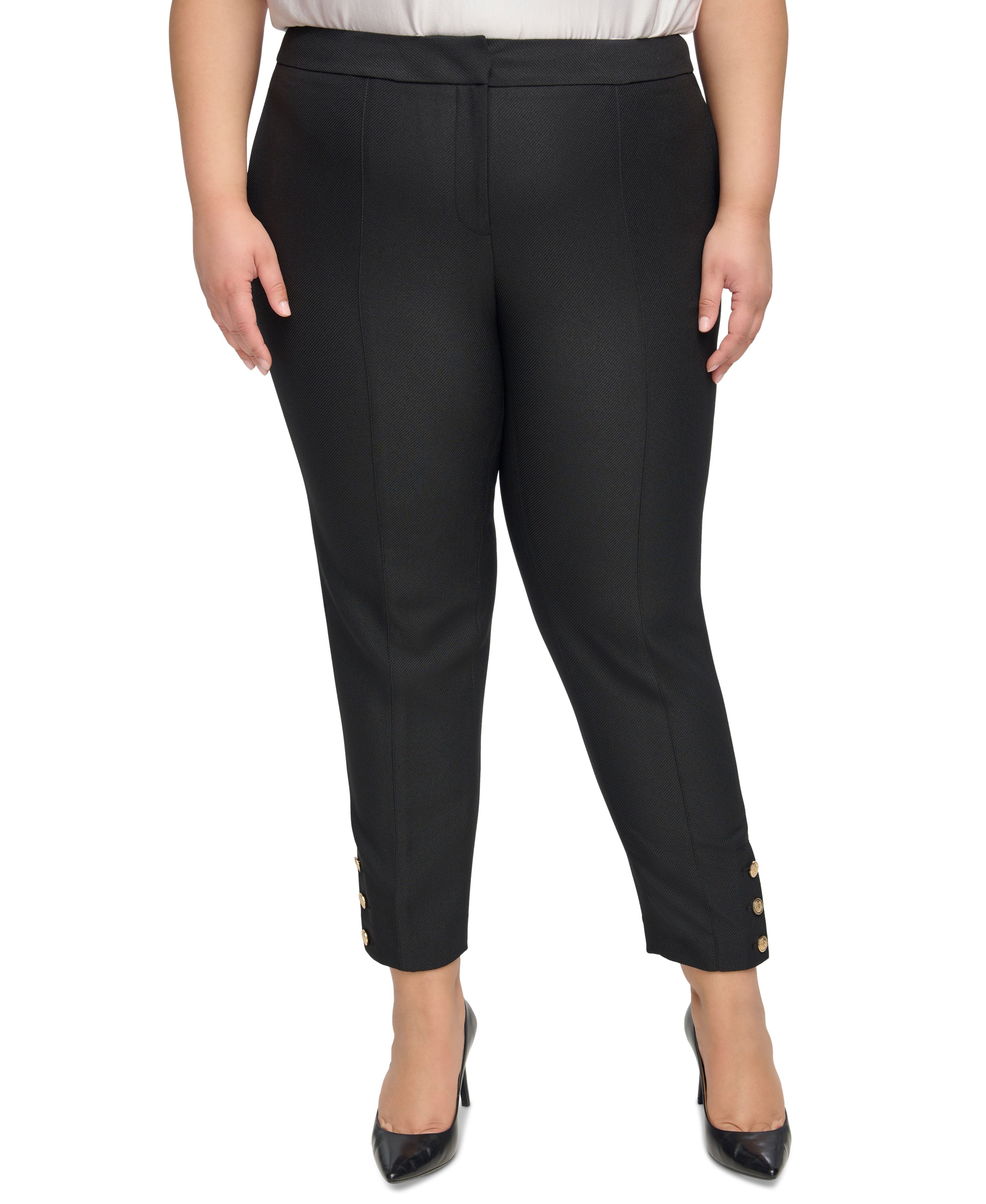 Plus Size Mid Rise Straight-Fit Slim Ankle Pants