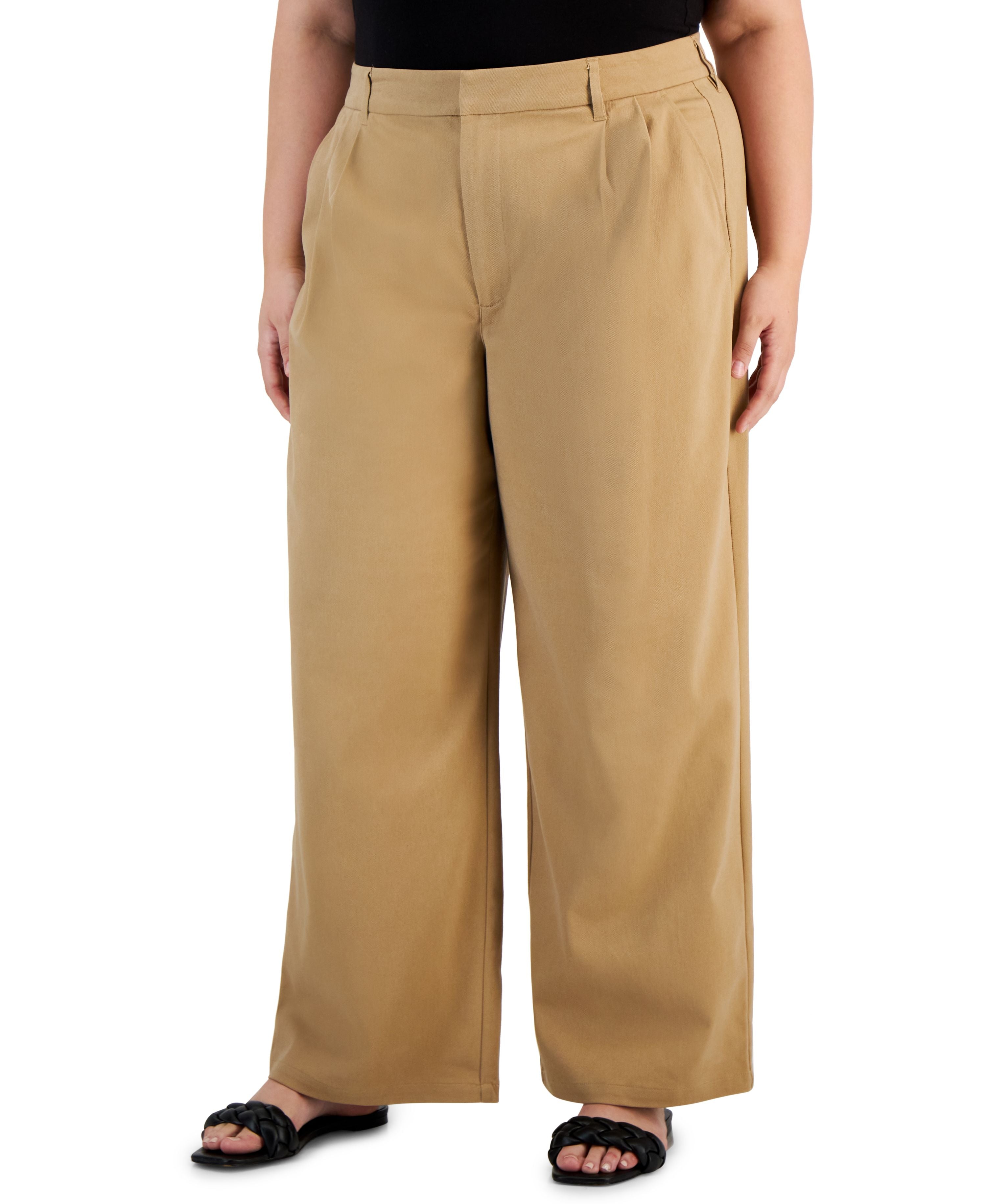 Trendy Plus Size Wide-Leg Pleated-Waist Pants