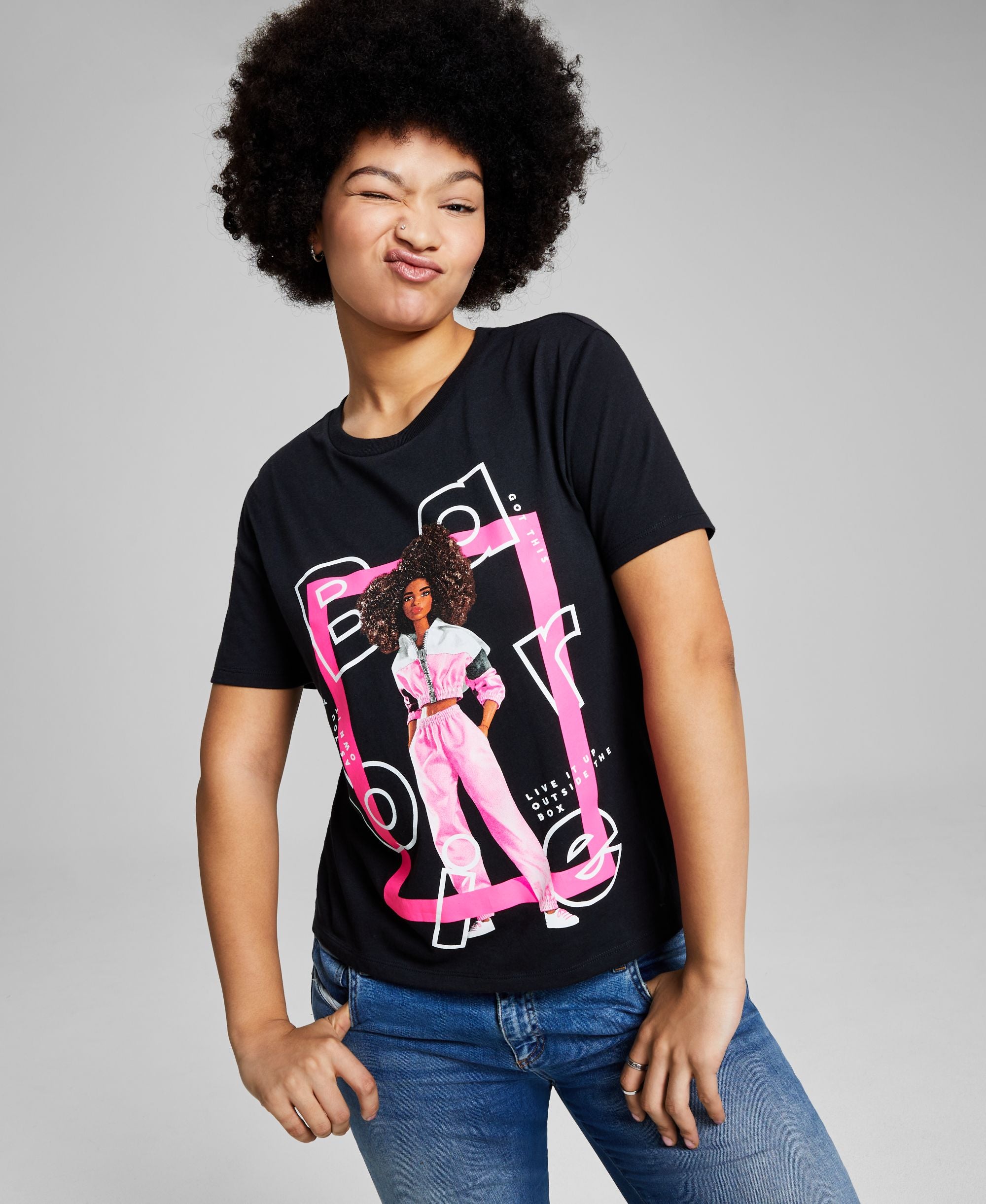 Juniors' Barbie Doll Box Graphic T-Shirt
