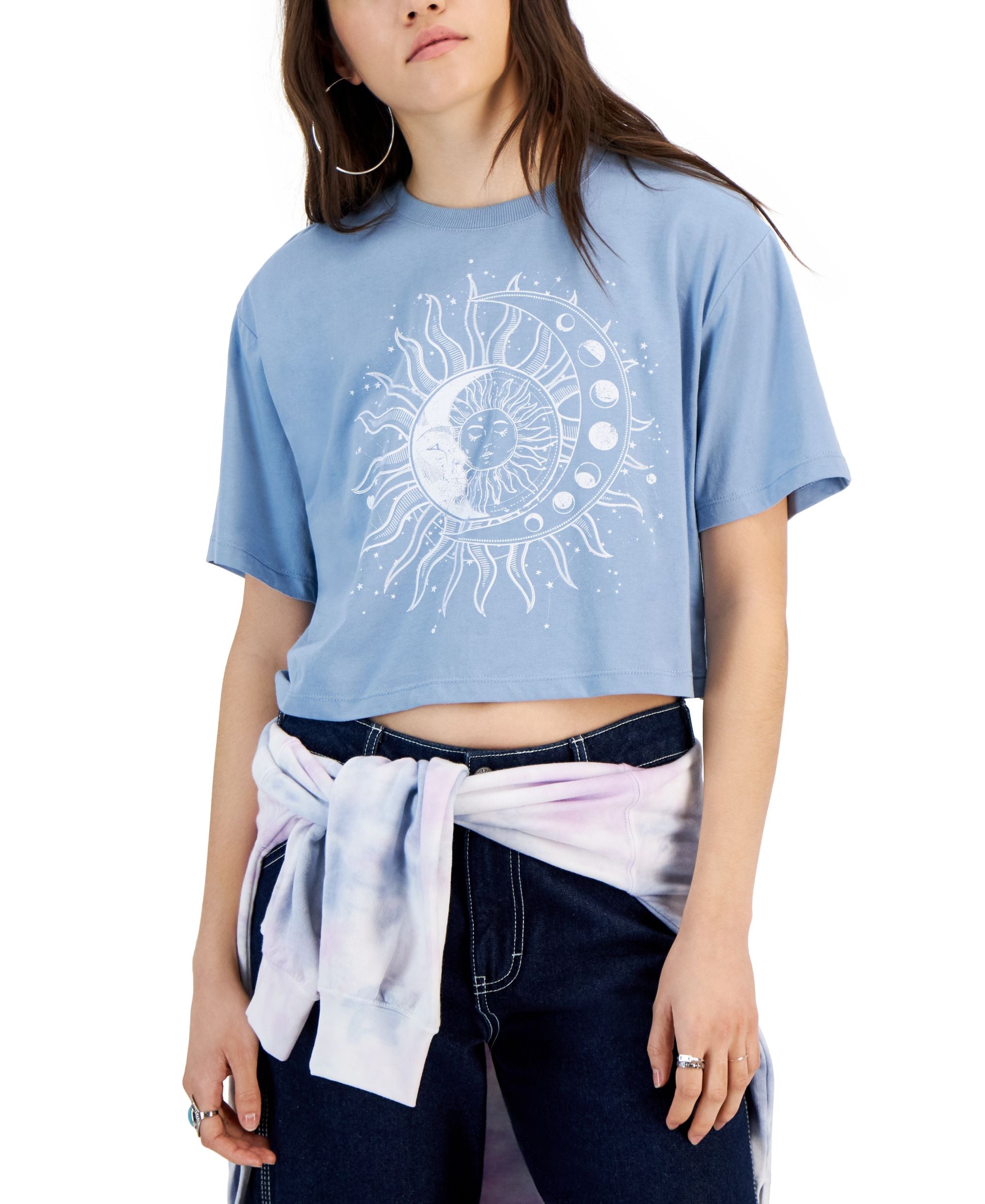 Juniors' Celestial Graphic Boxy Crop T-Shirt