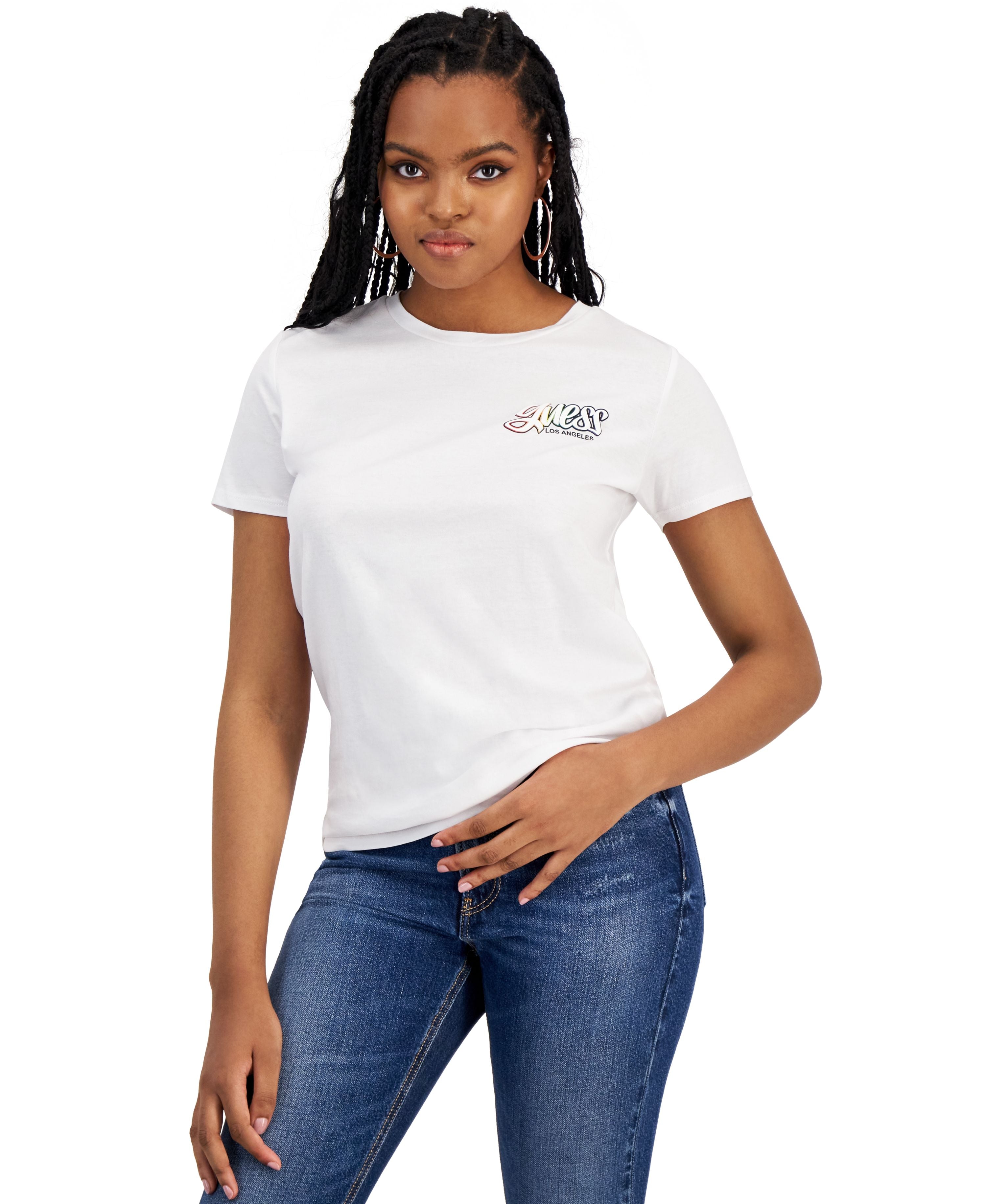 Women's Rainbow Cherry Graphic Cotton Easy T-Shirt