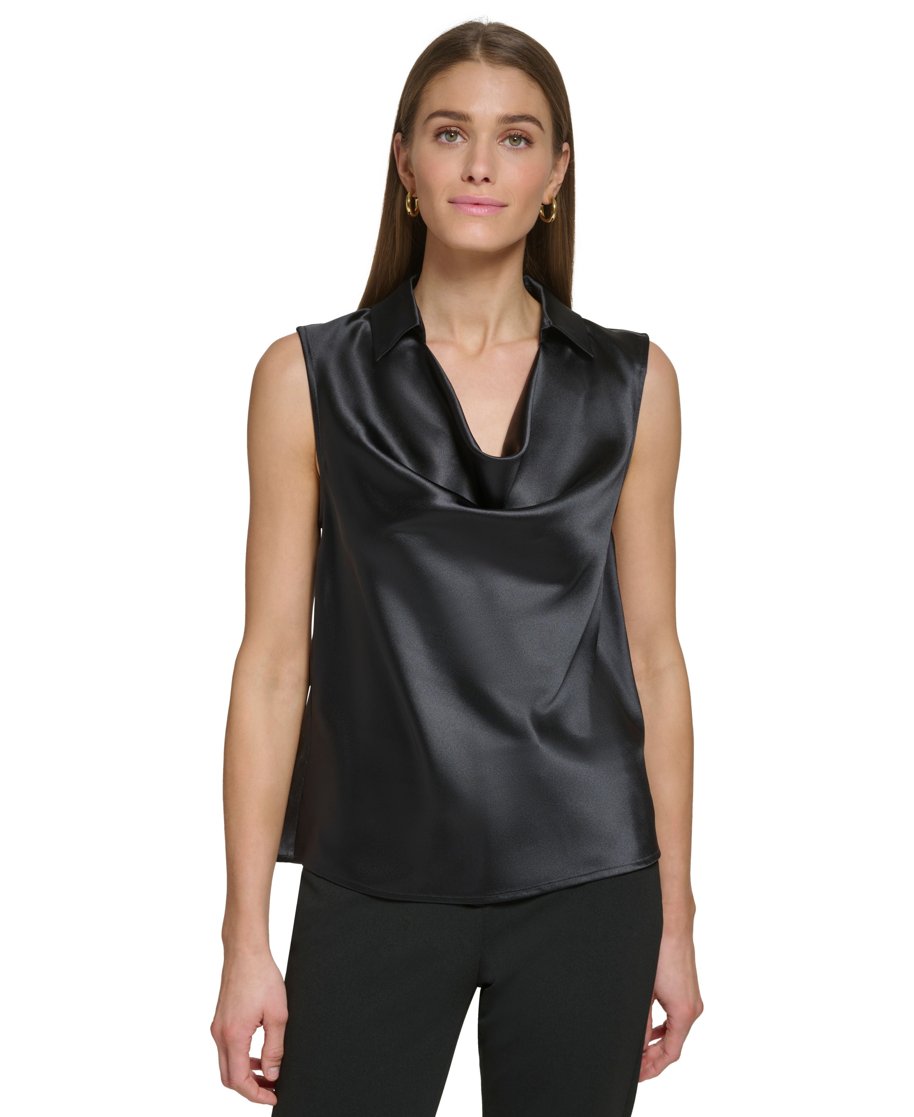 Women's Cowlneck Sleeveless Collared Top