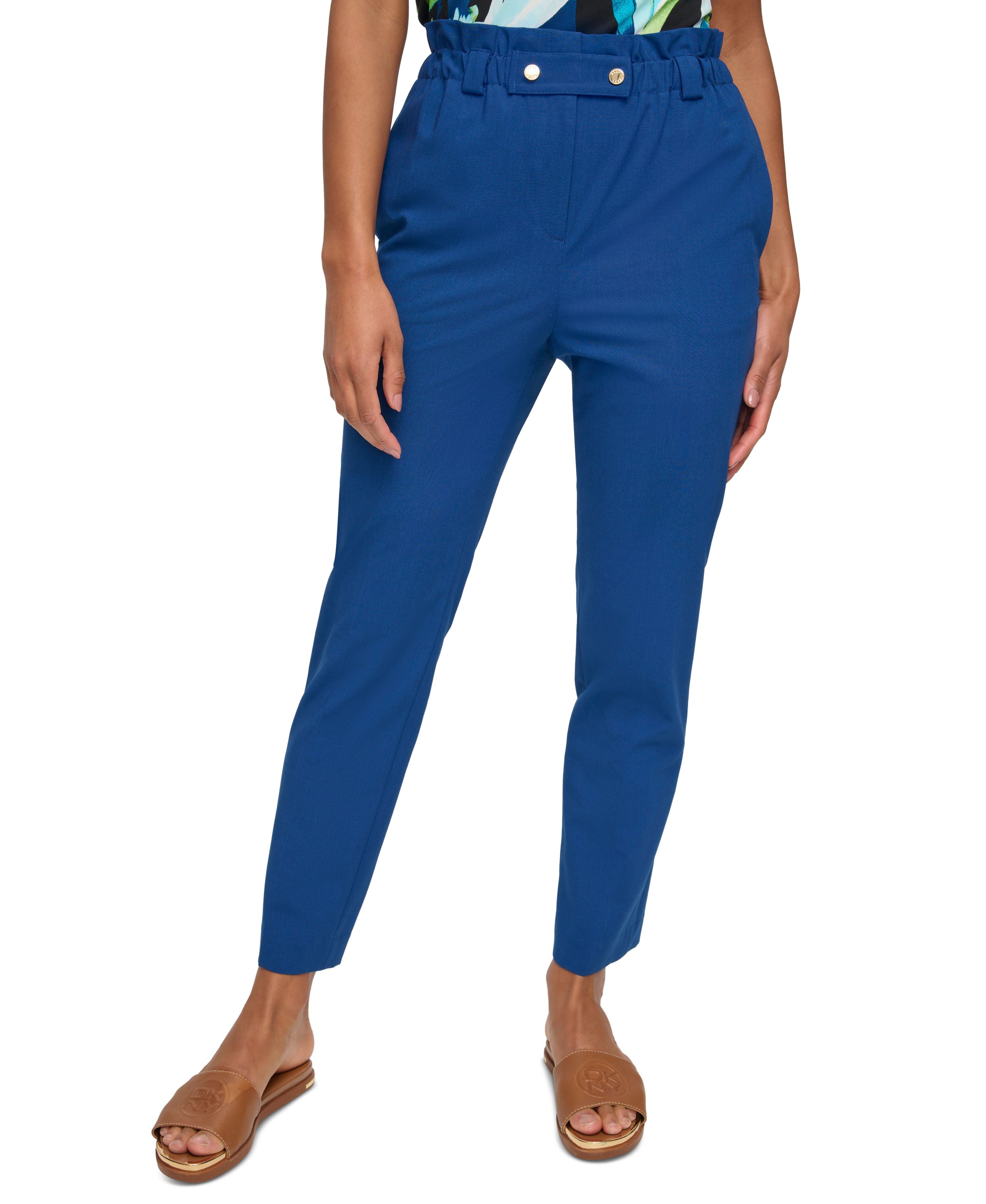 Women's High-Rise Paperbag-Waist Ankle Pants