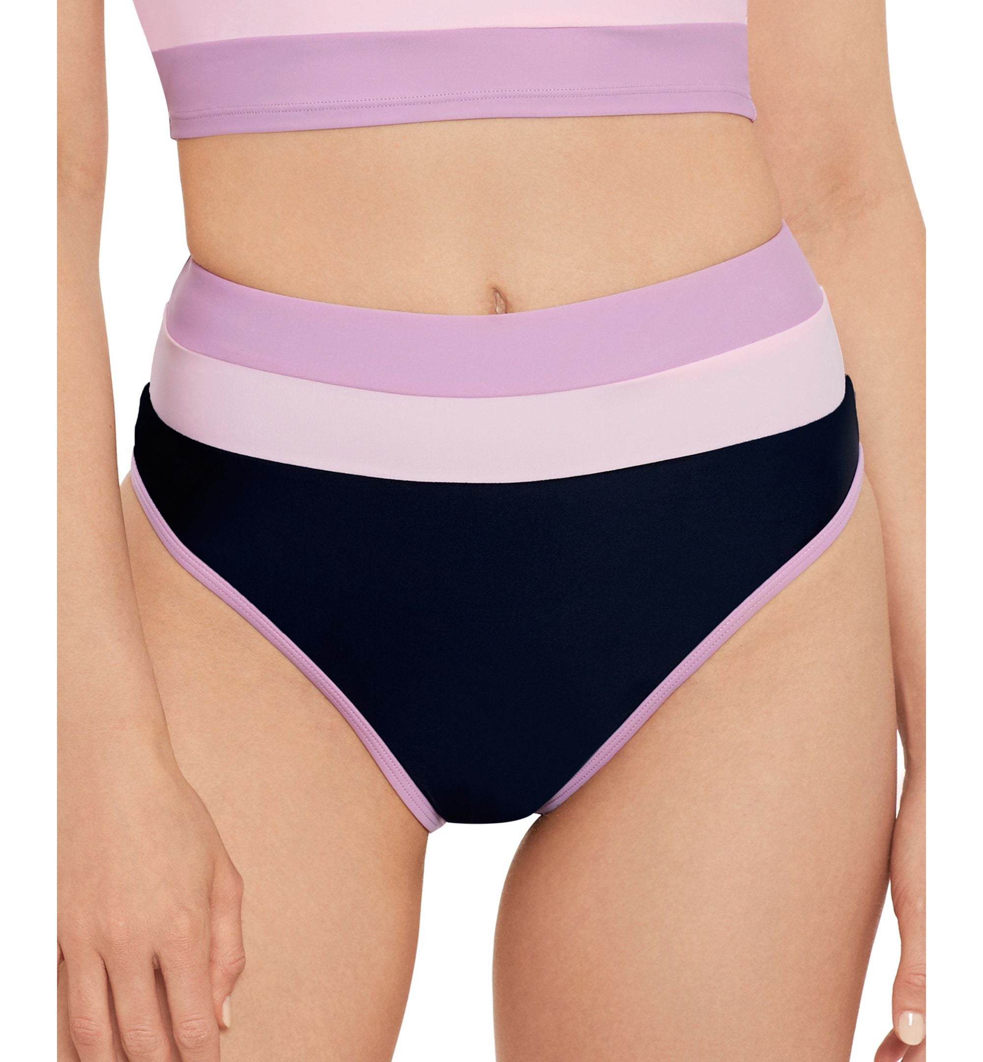 Juniors' Colorblocked High-Waist Bikini Bottoms