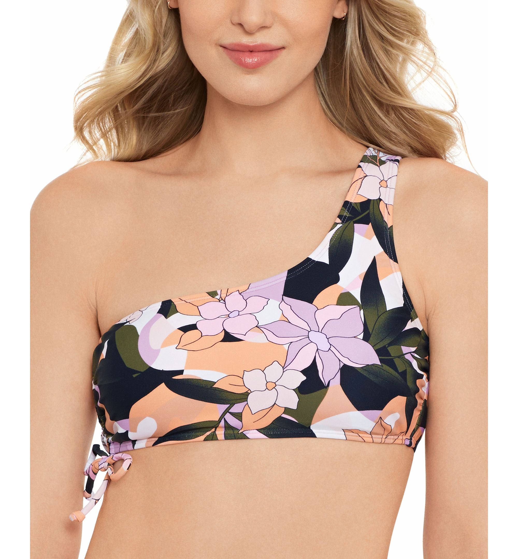 Juniors' Floral-Print One-Shoulder Bikini Top
