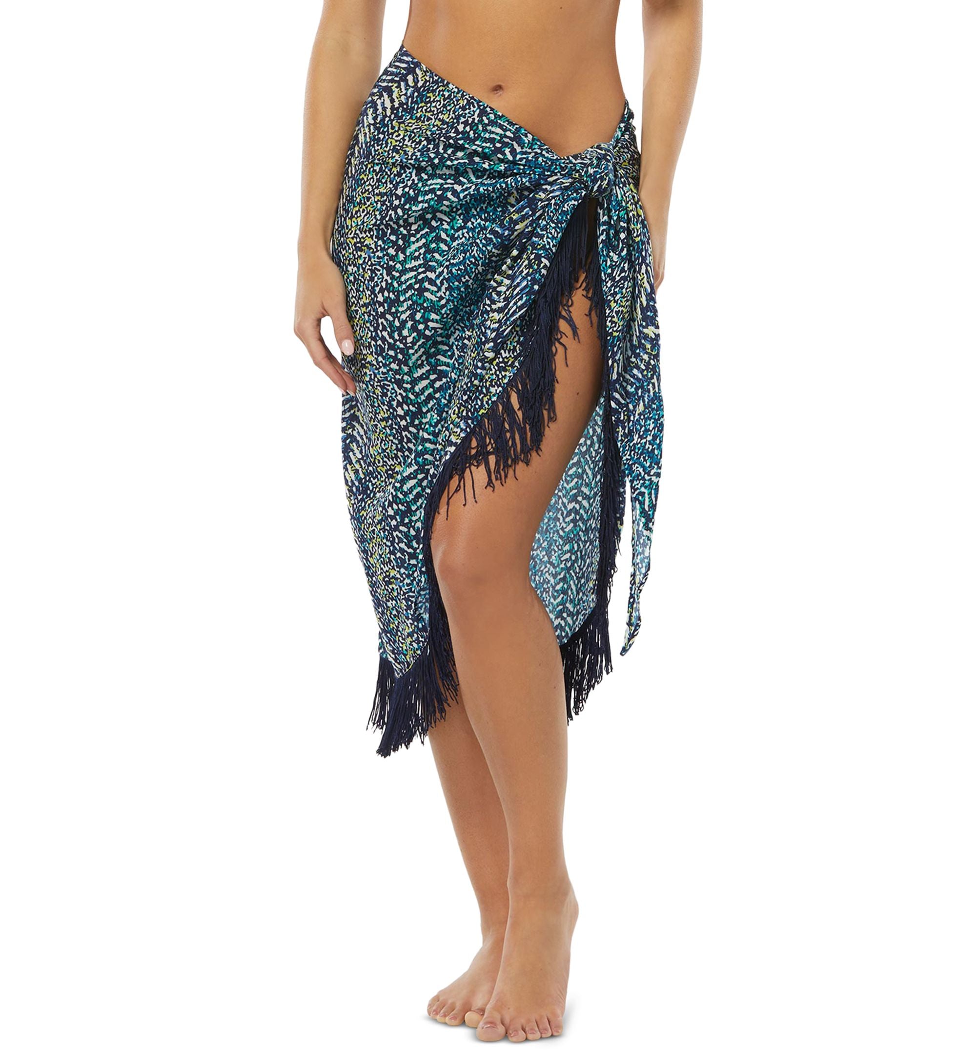 Women's Printed Fringe-Trim Pareo Beach Cover-Up