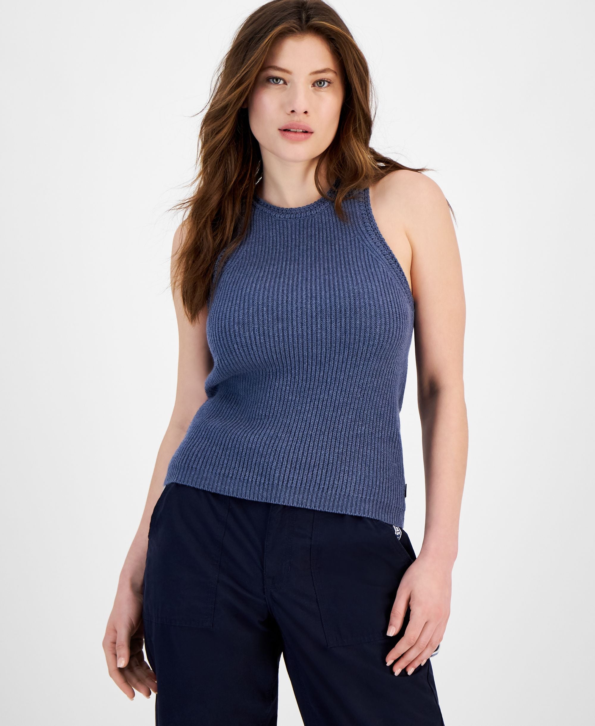 Women's Crochet-Trim Sleeveless Sweater