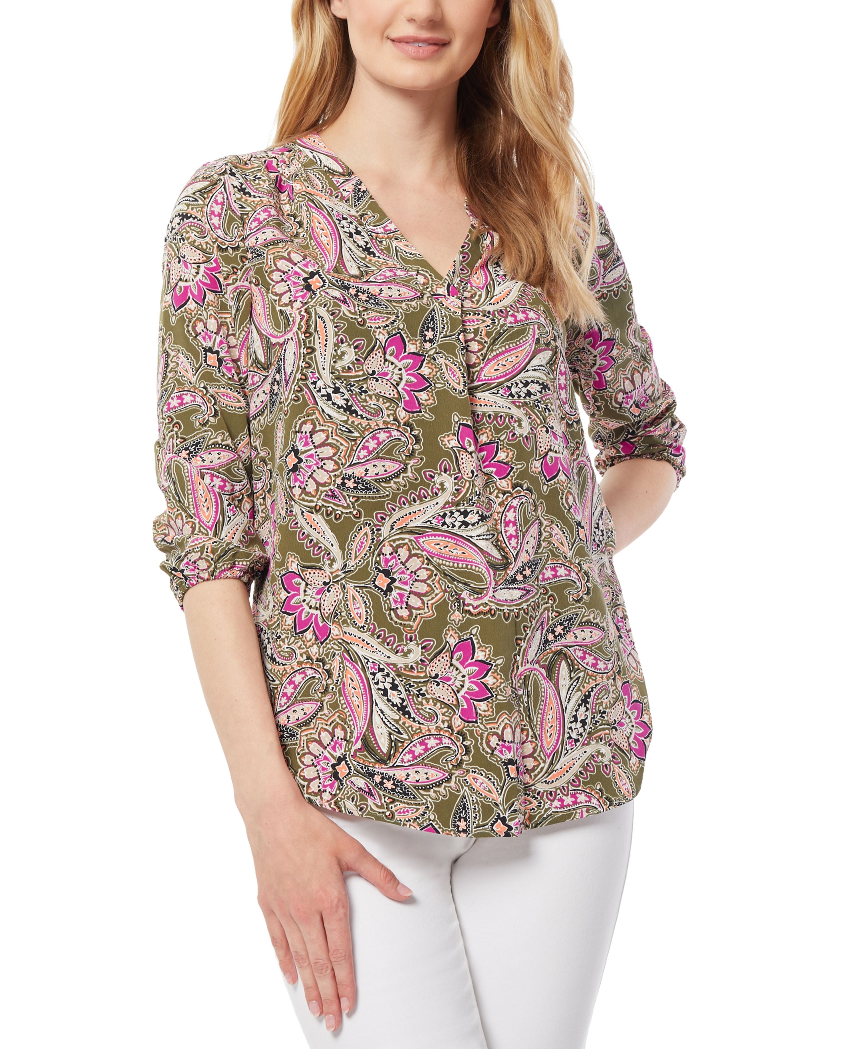Women's Paisley V-Neck Kelly Blouse