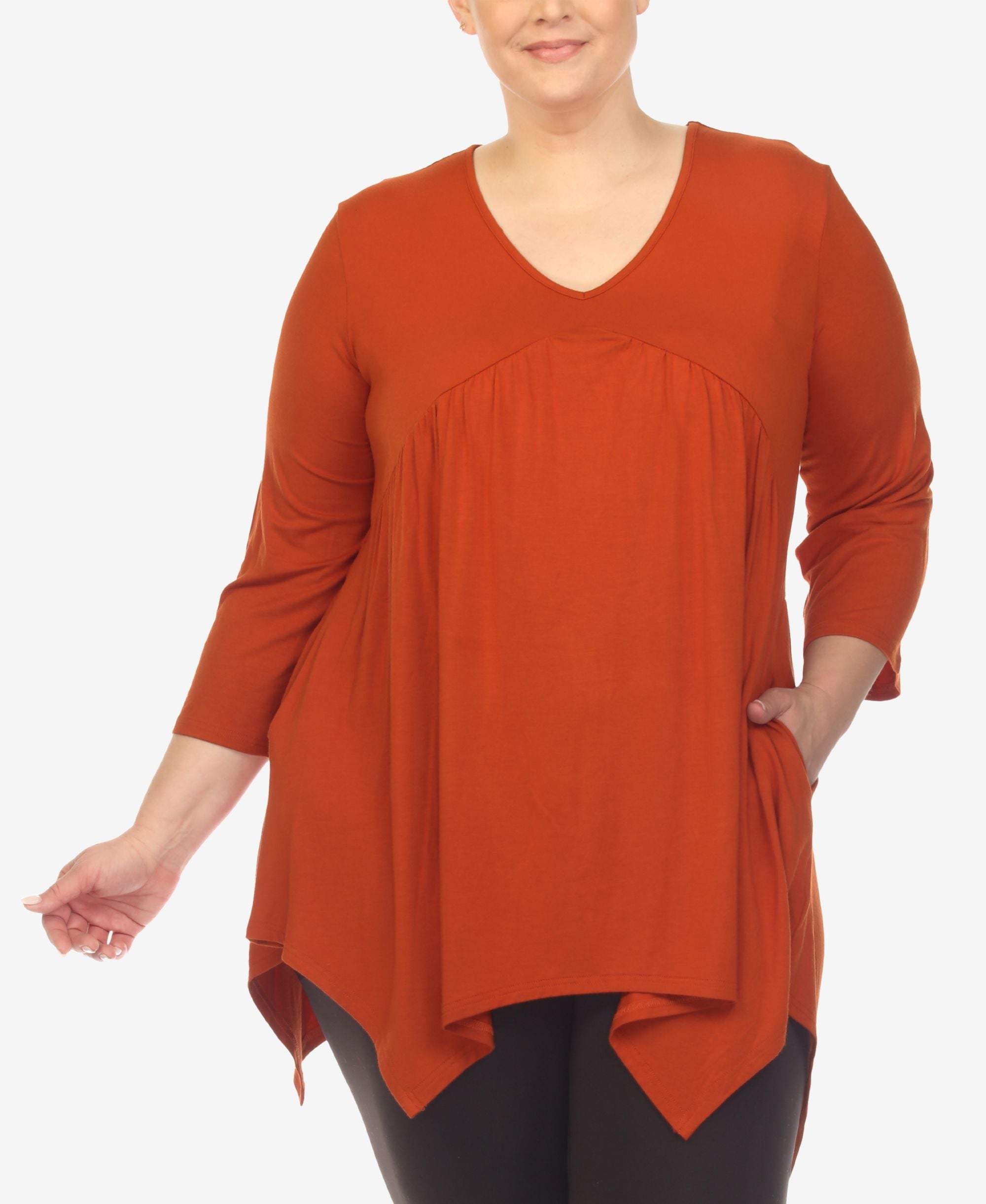 Plus Size Empire Cut V-neck Tunic Top