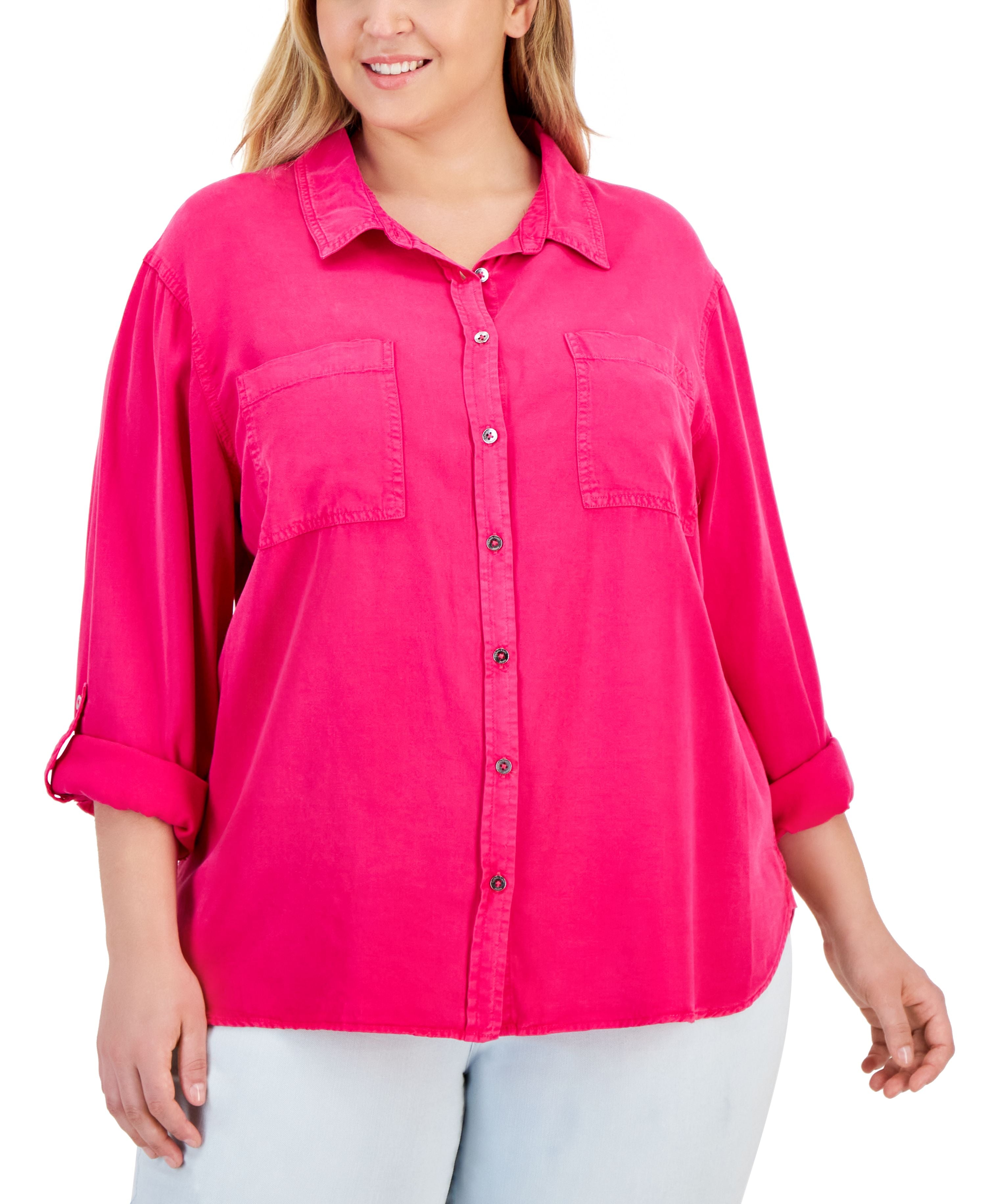 Trendy Plus Size Utility Shirt