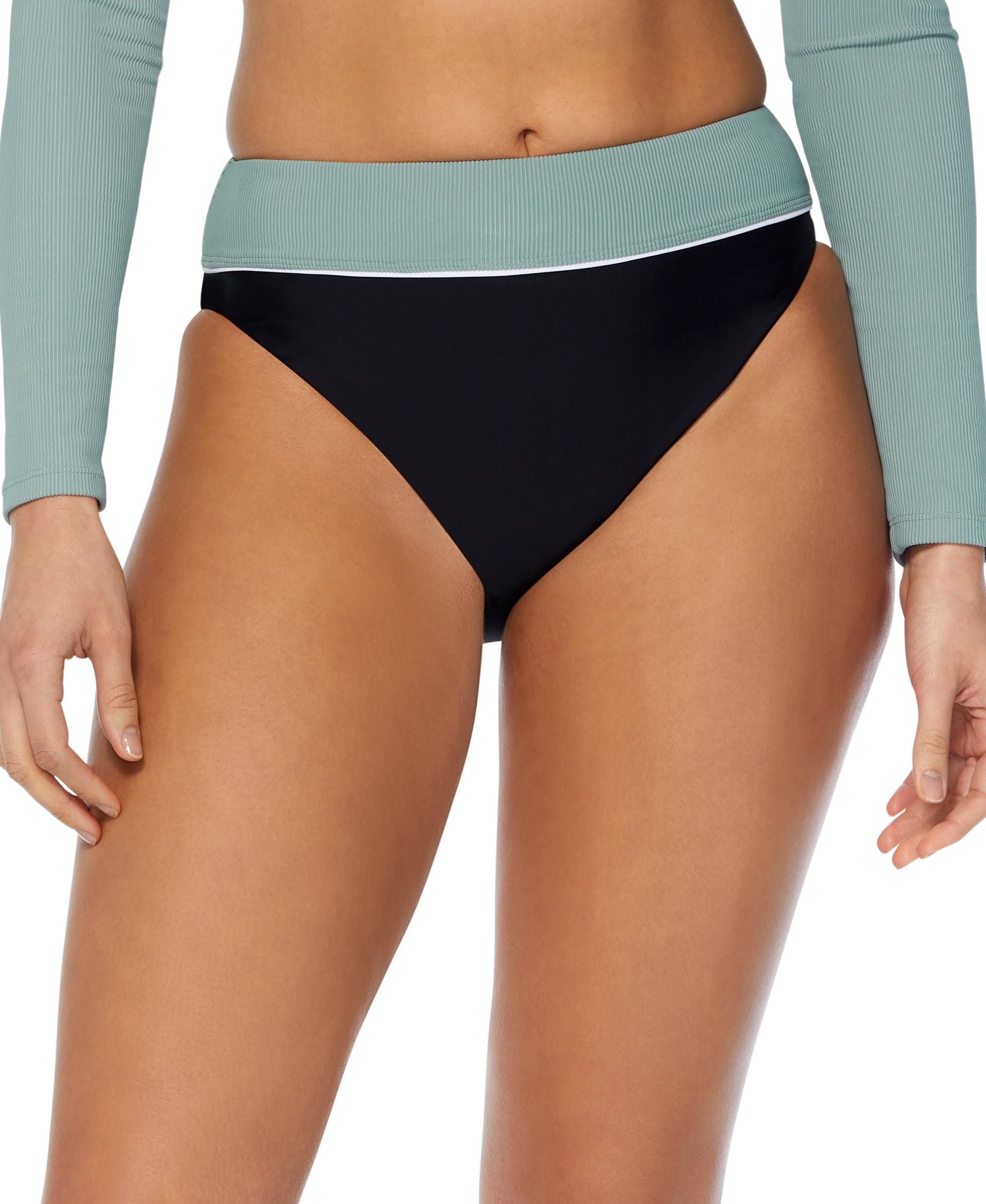 Women's Rib-Trim High-Waist Bikini Bottoms
