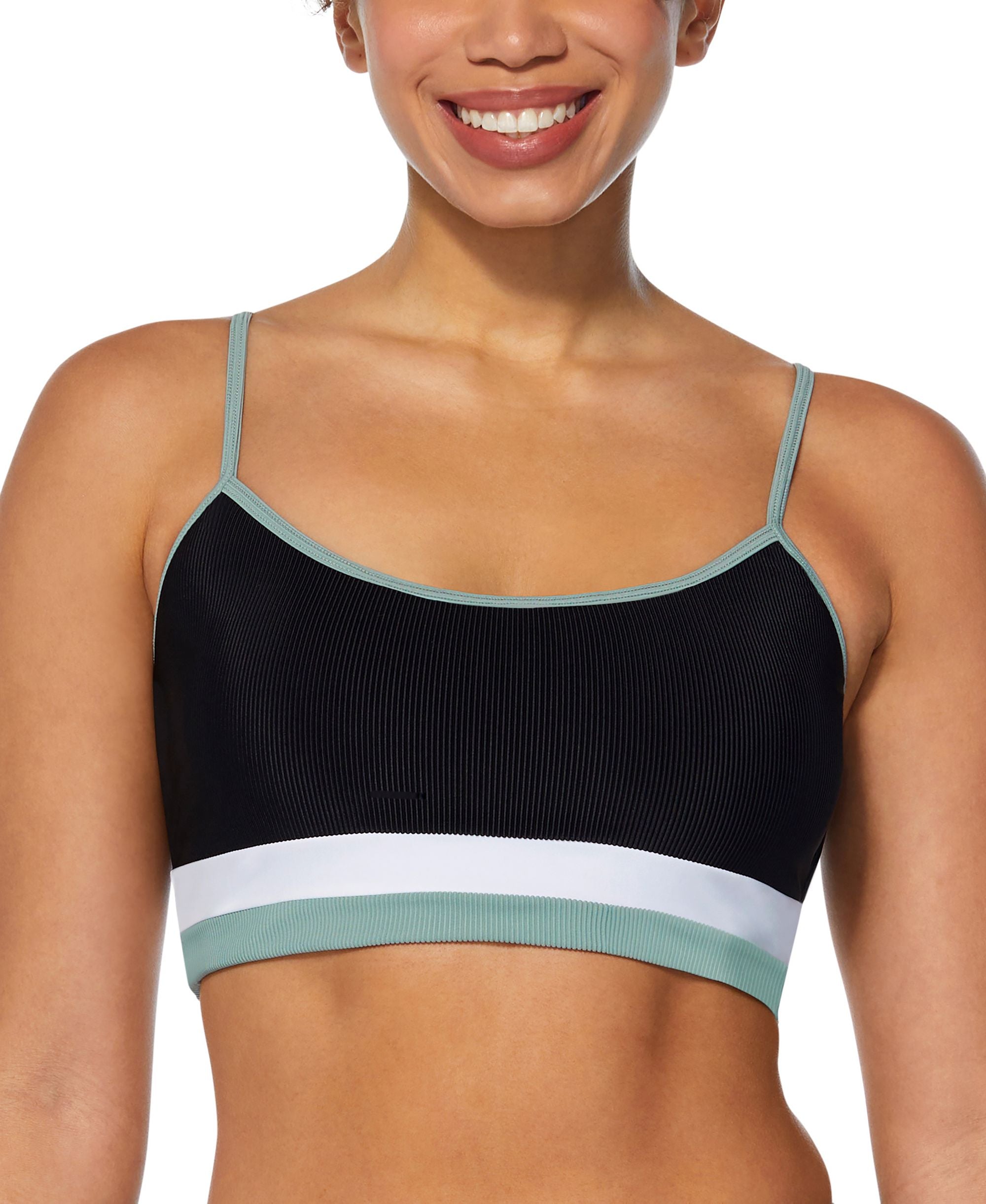 Women's Colorblock Ribbed Bralette Bikini Top