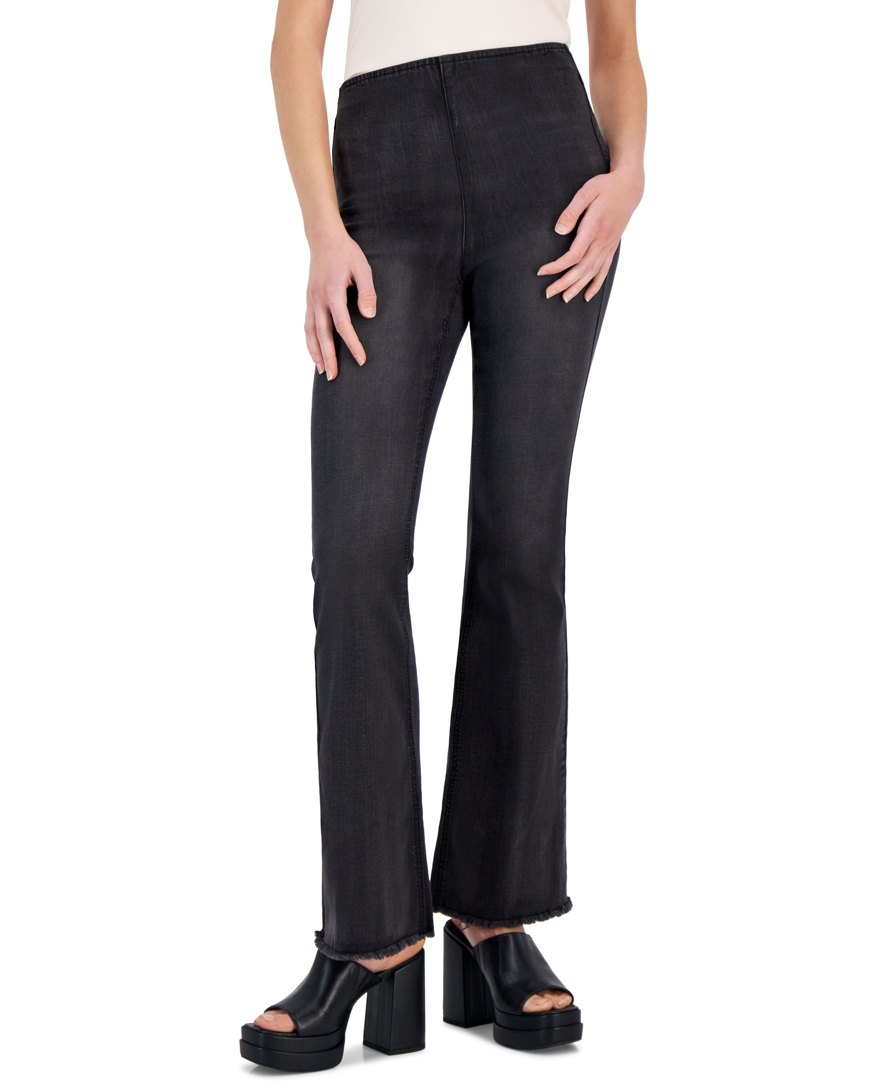 Juniors' High-Rise Pull-On Flare Pants