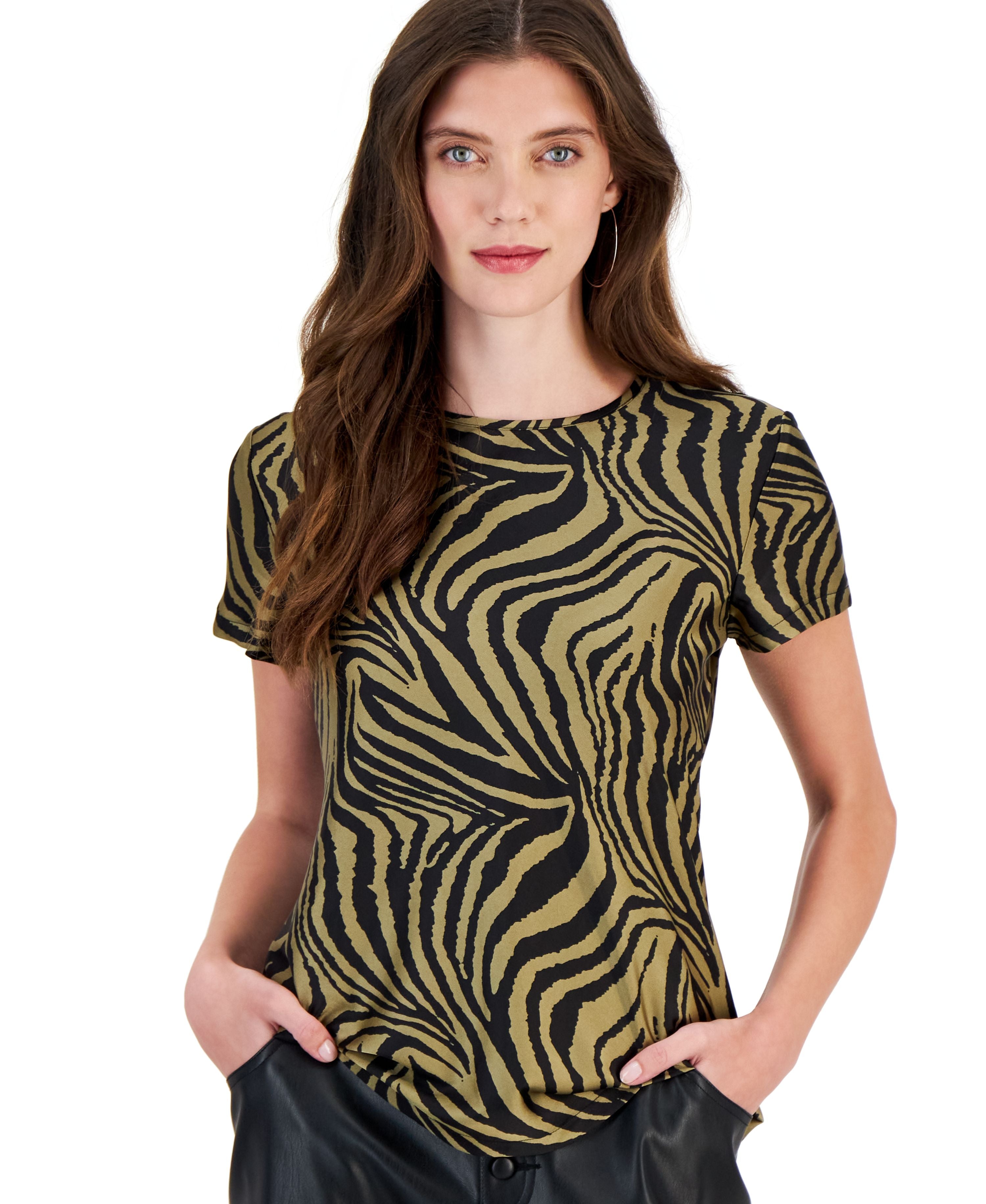 Women's Printed Crewneck Short-Sleeve Top