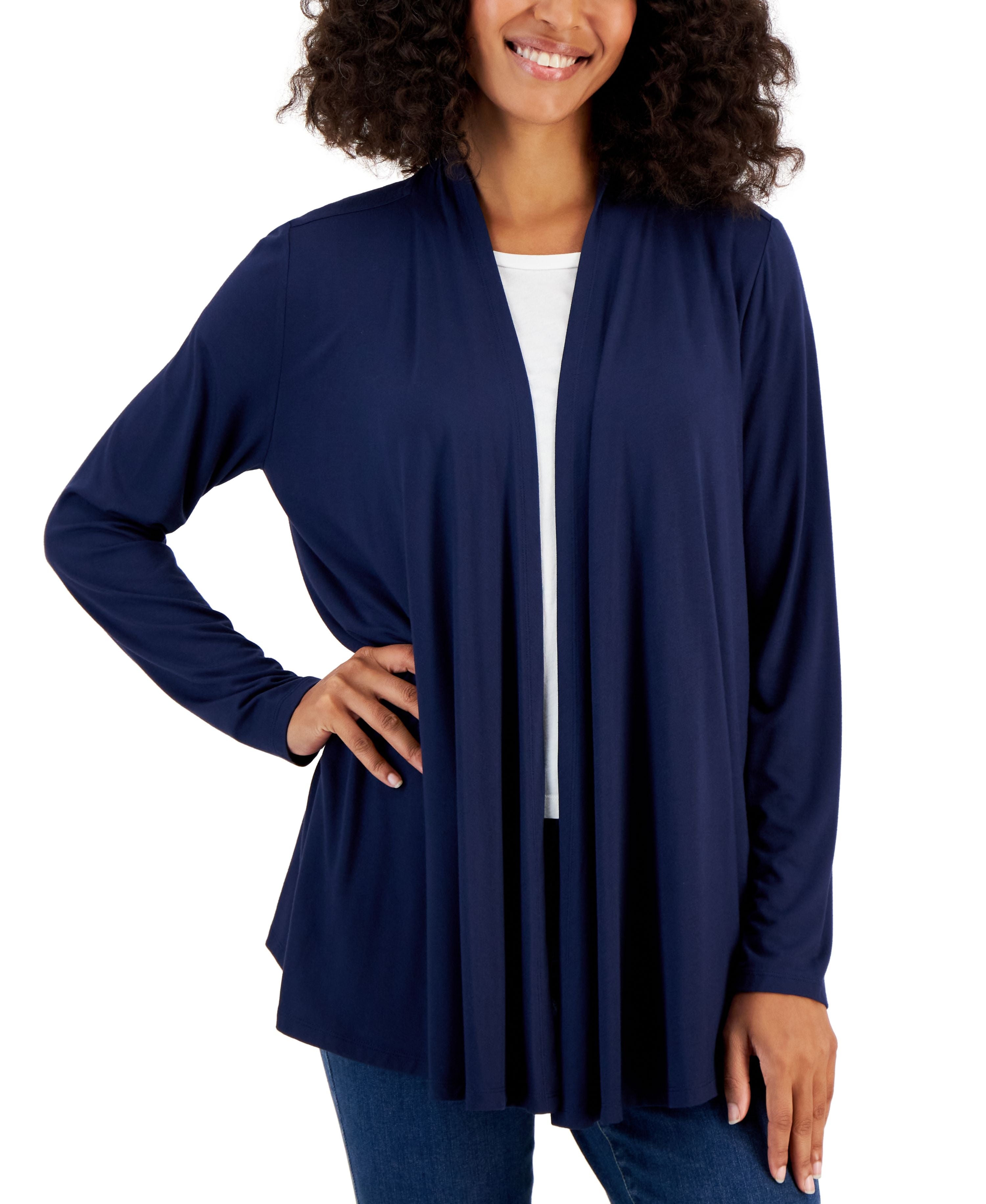 Draped Open-Front Cardigan