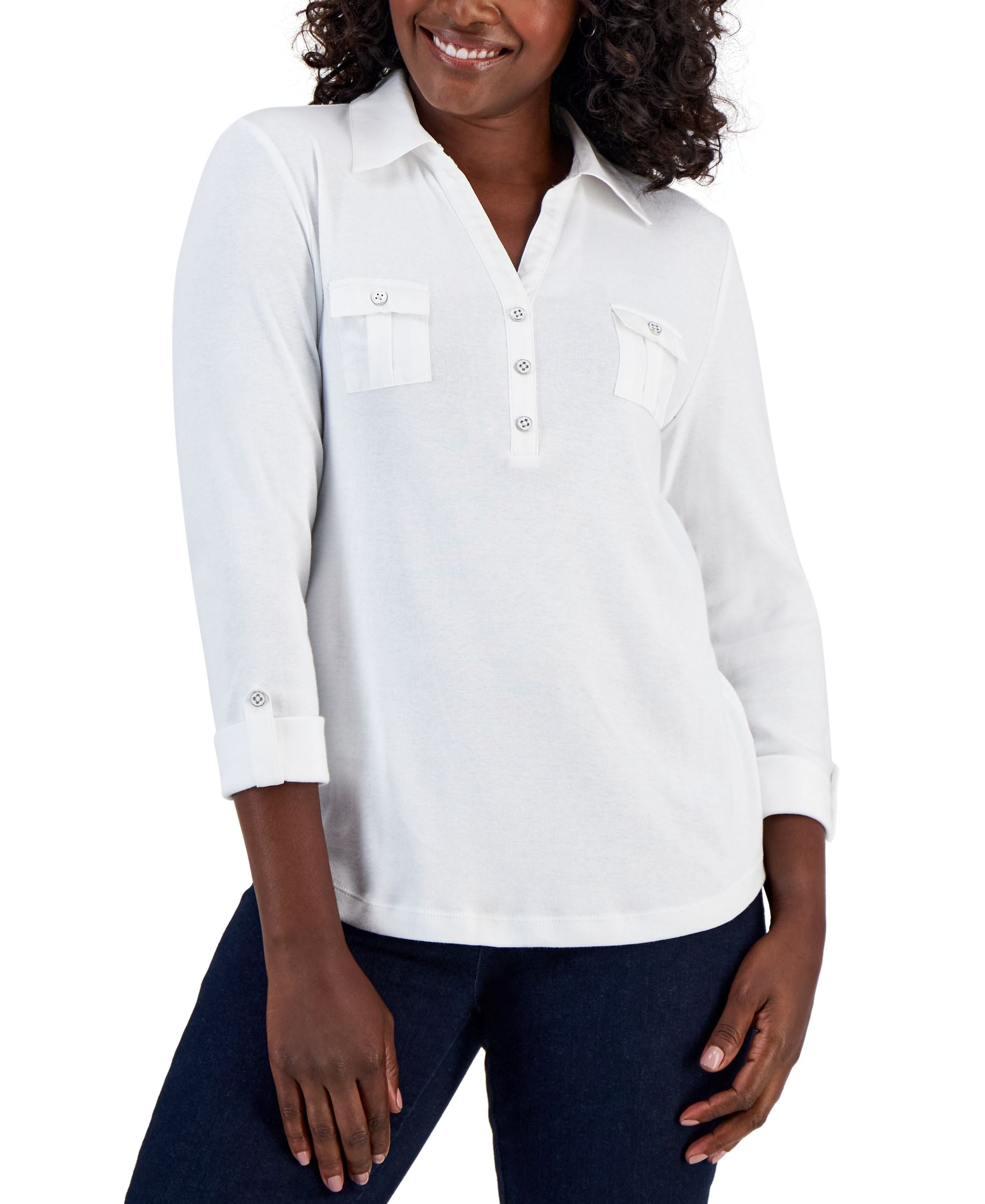 3/4-Sleeve Woven Shirt