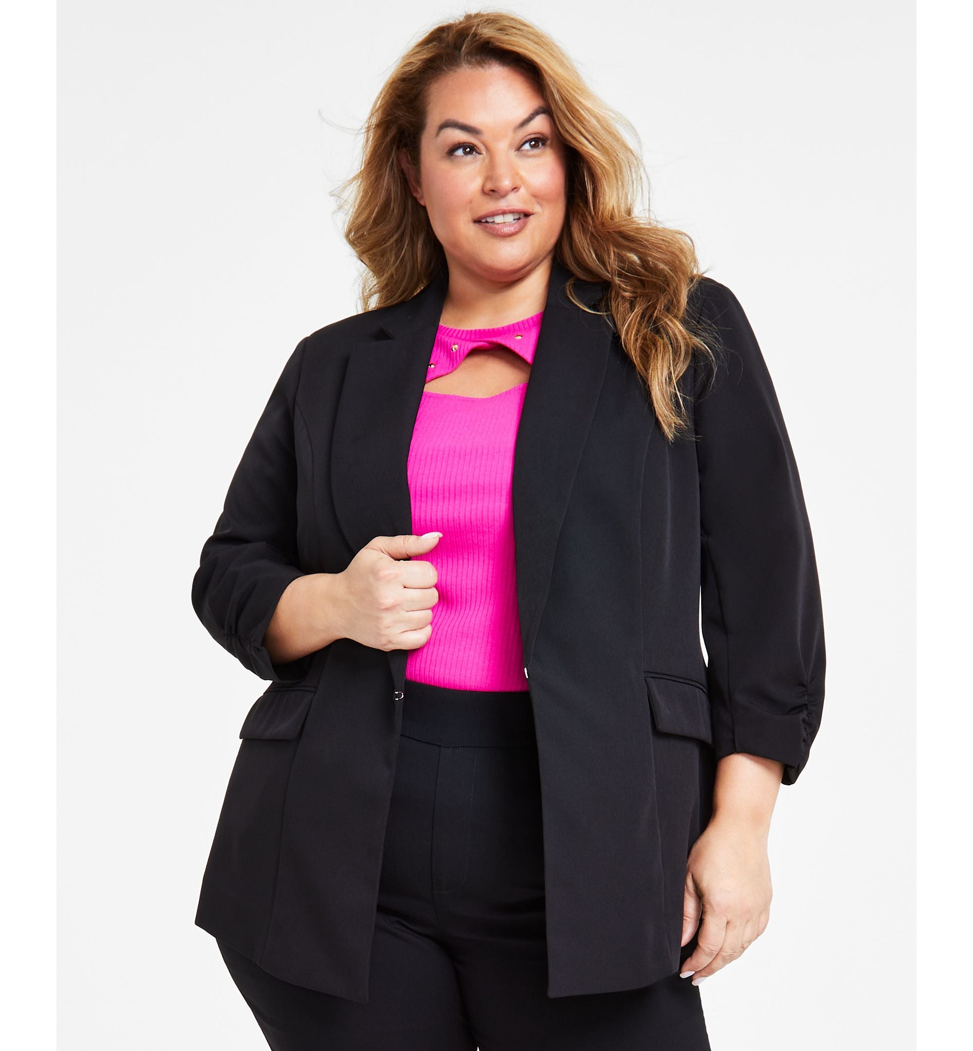 International Concepts Plus Size 3/4 Sleeve Blazer