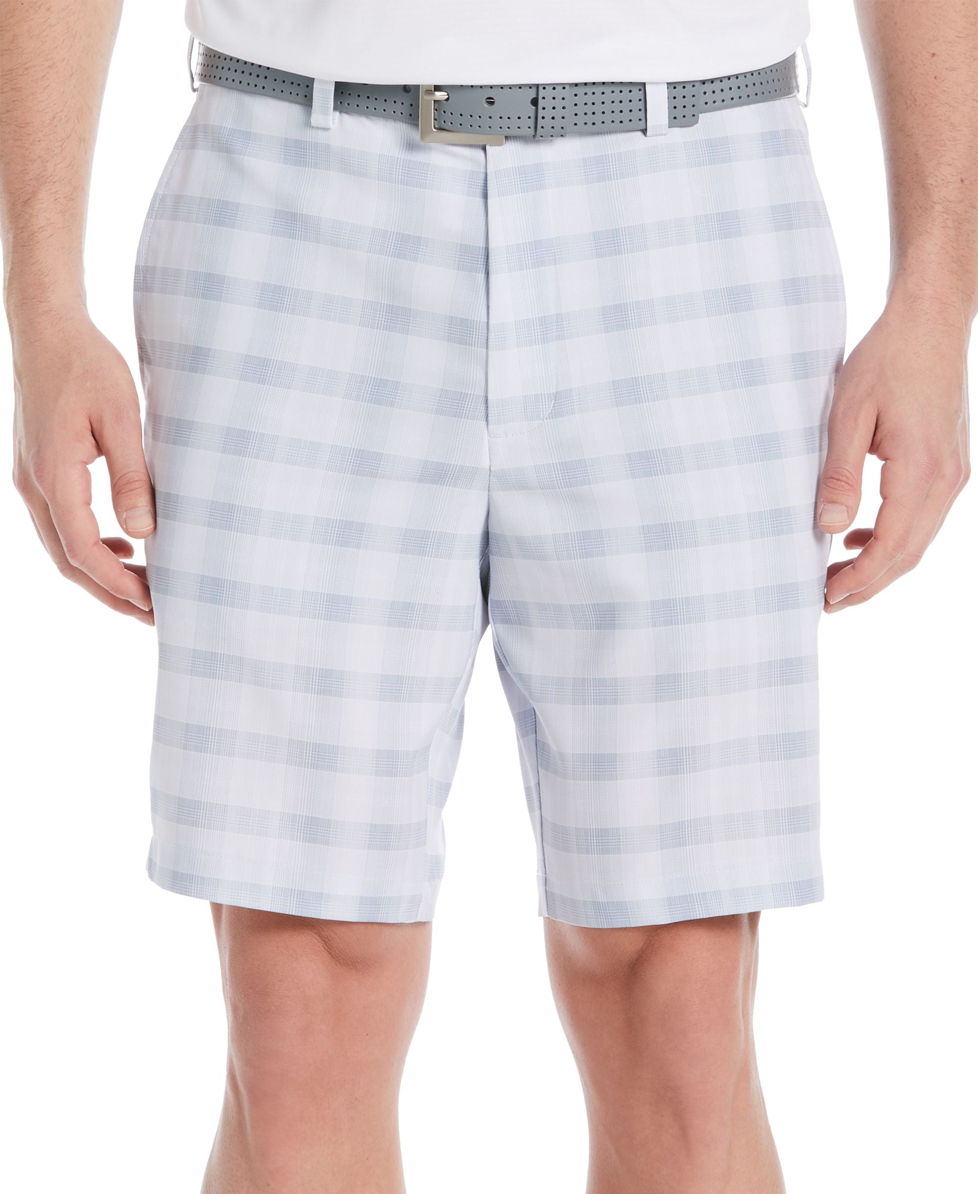 Men's Moisture-Wicking Stretch Shadow Plaid 9" Golf Shorts