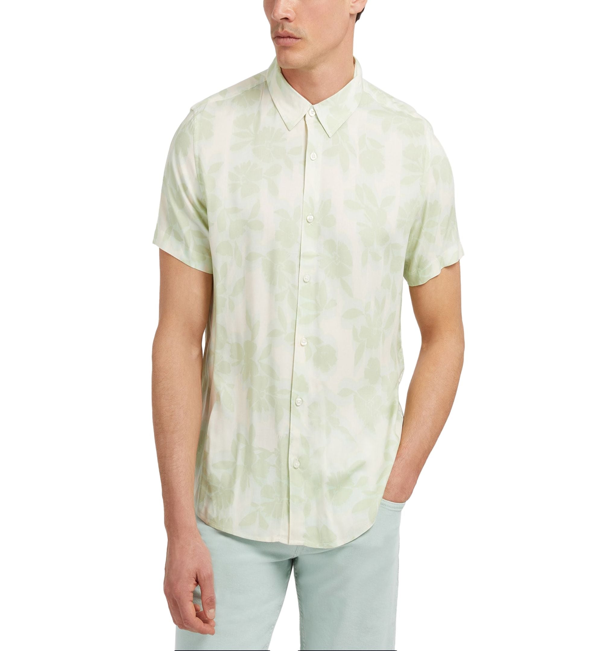 Men's Floral Short-Sleeve Button-Front Shirt