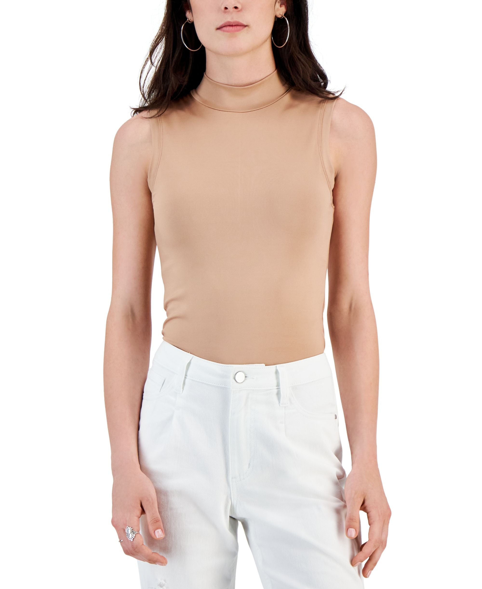Juniors' Mock-Turtleneck Double Layer Bodysuit