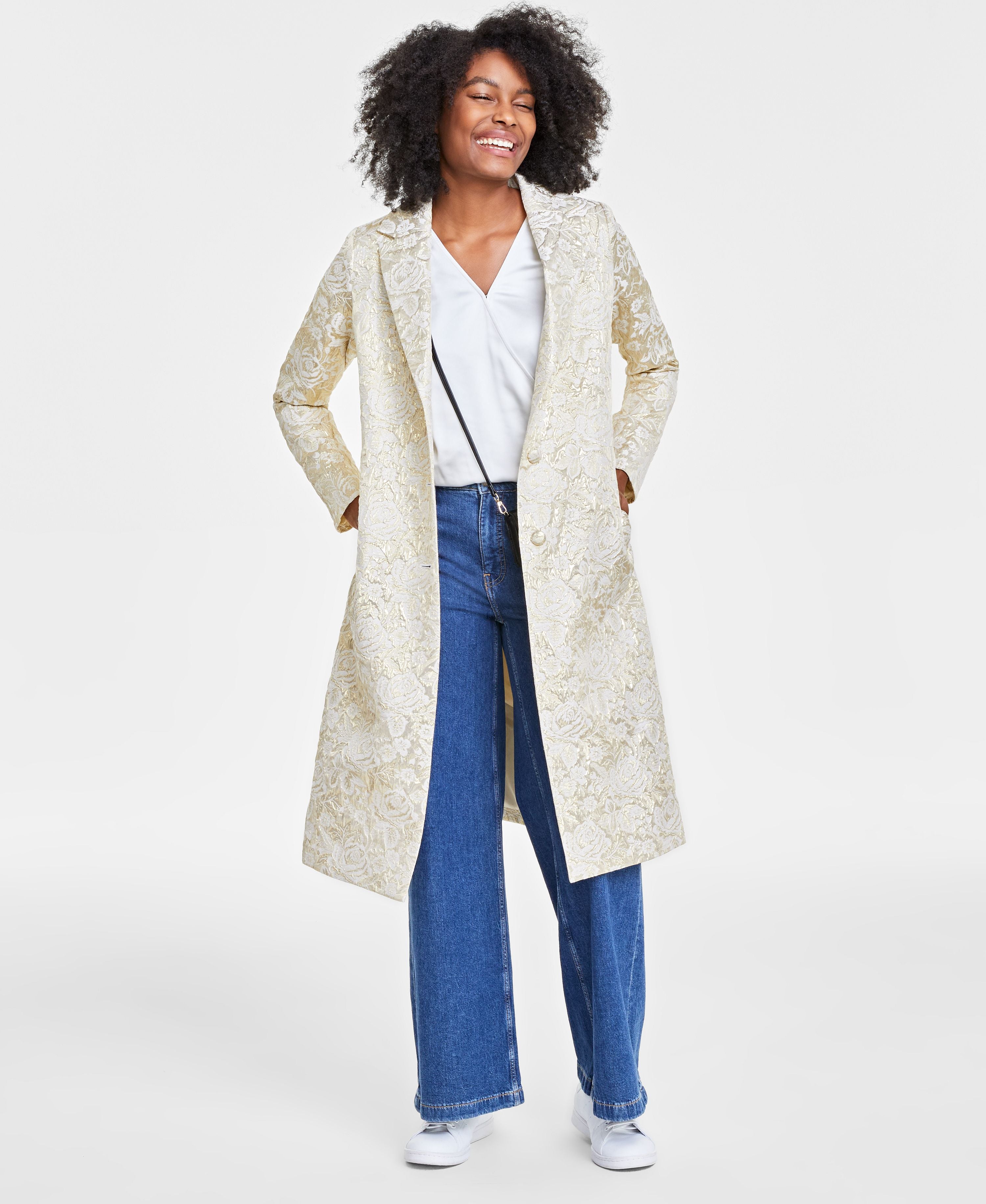 Women's Metallic Jacquard Top Coat