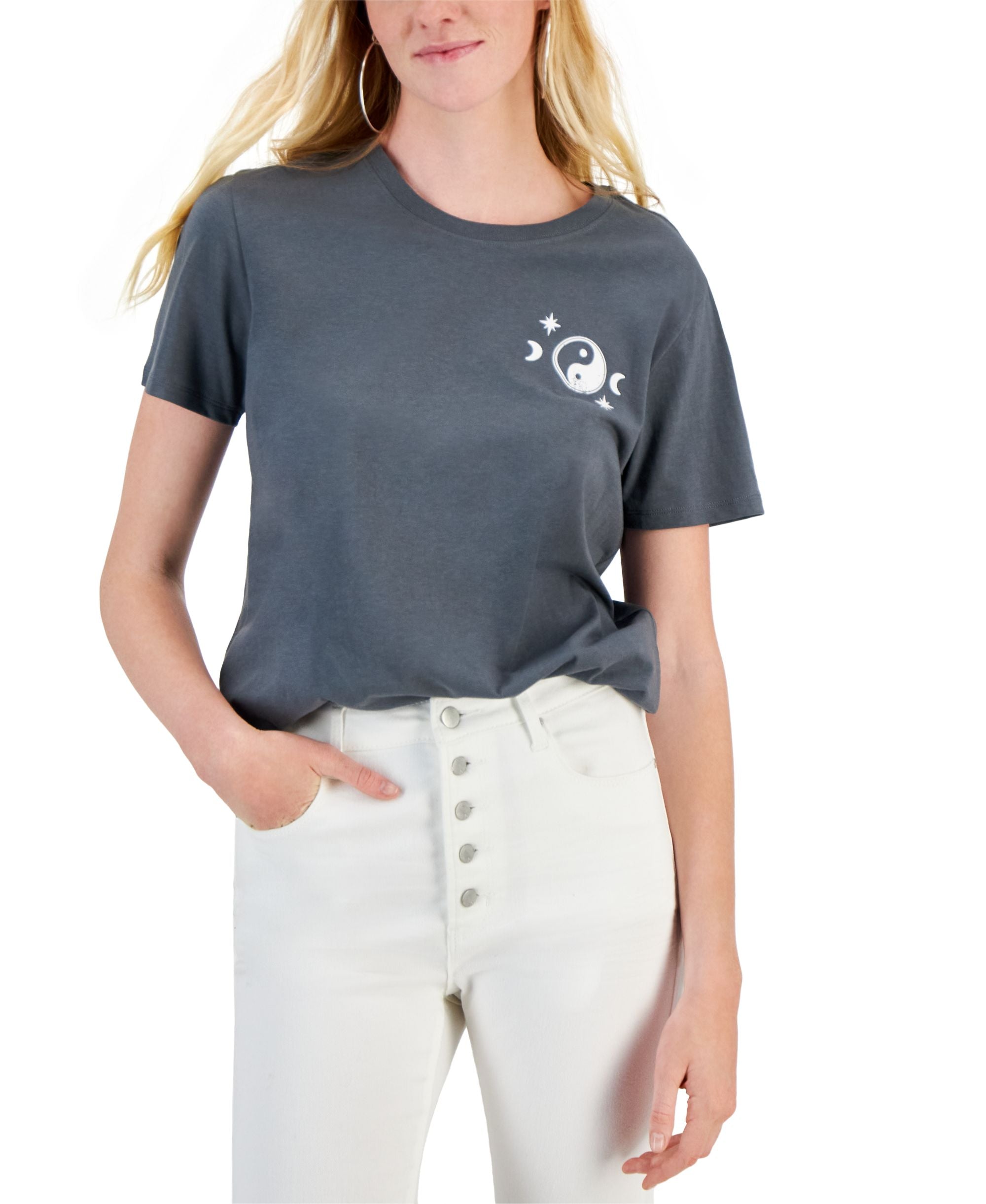 Juniors' Yin Yang Graphic Short-Sleeve T-Shirt
