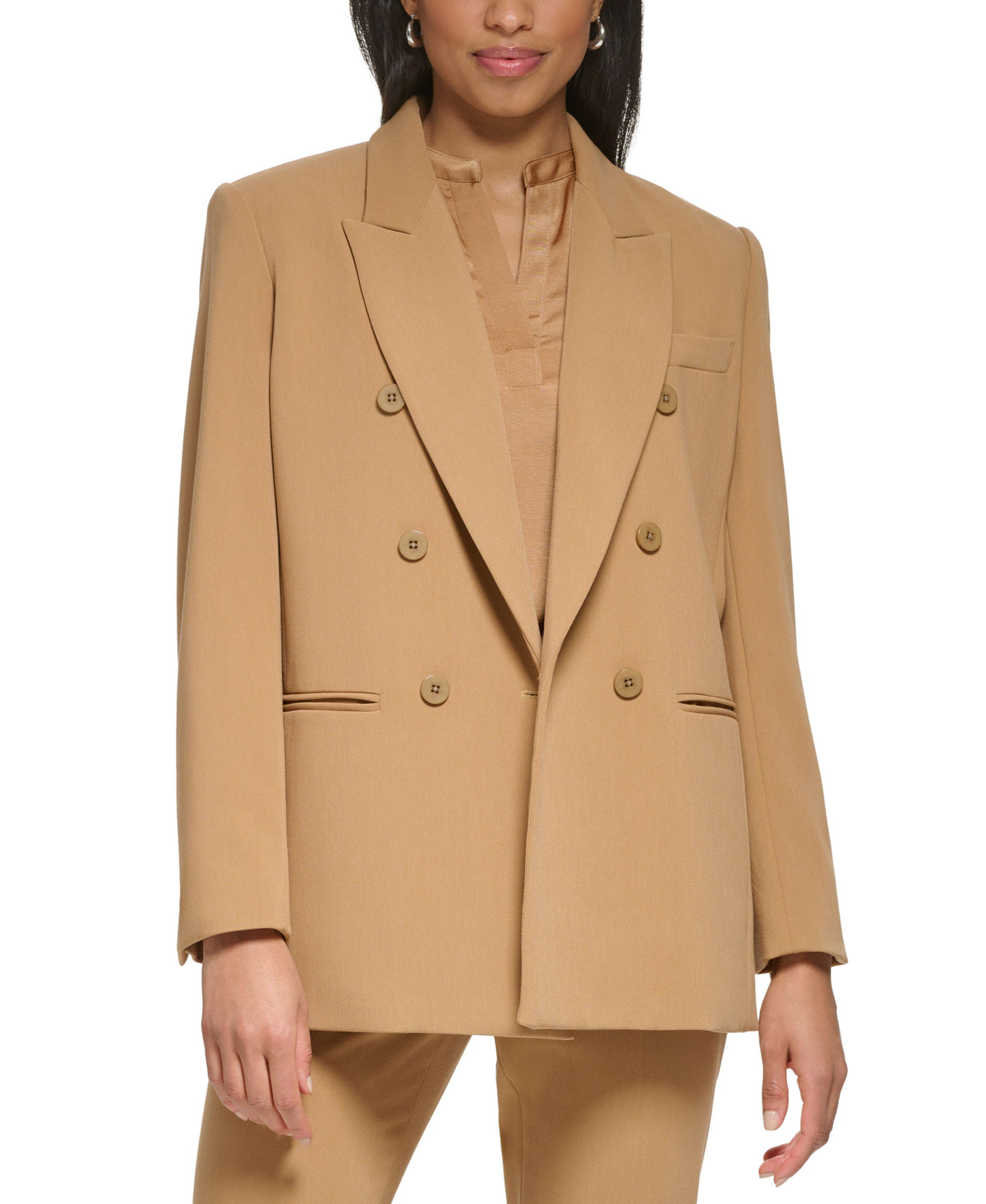 Petite Peak-Lapel Double-Breasted Blazer & Straight-Leg Essex Pants