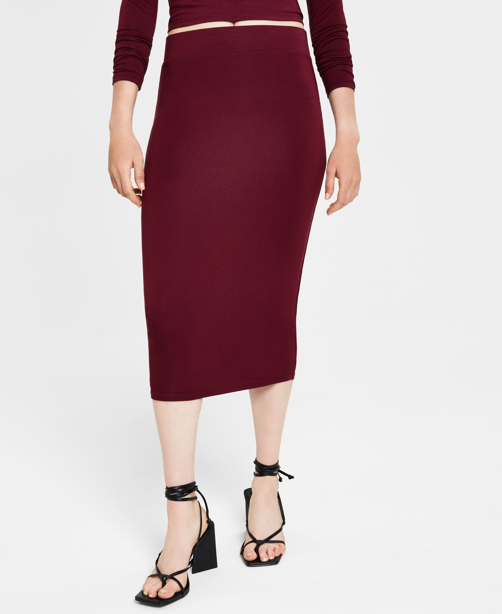 Women's Pull-On Jersey Midi Skirt Trophy Red M