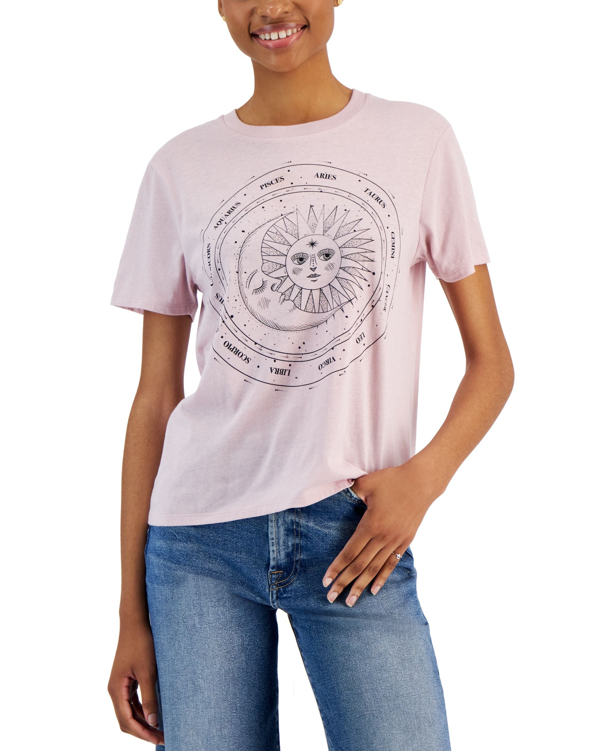 Juniors' Zodiac Celestial Short-Sleeve T-Shirt