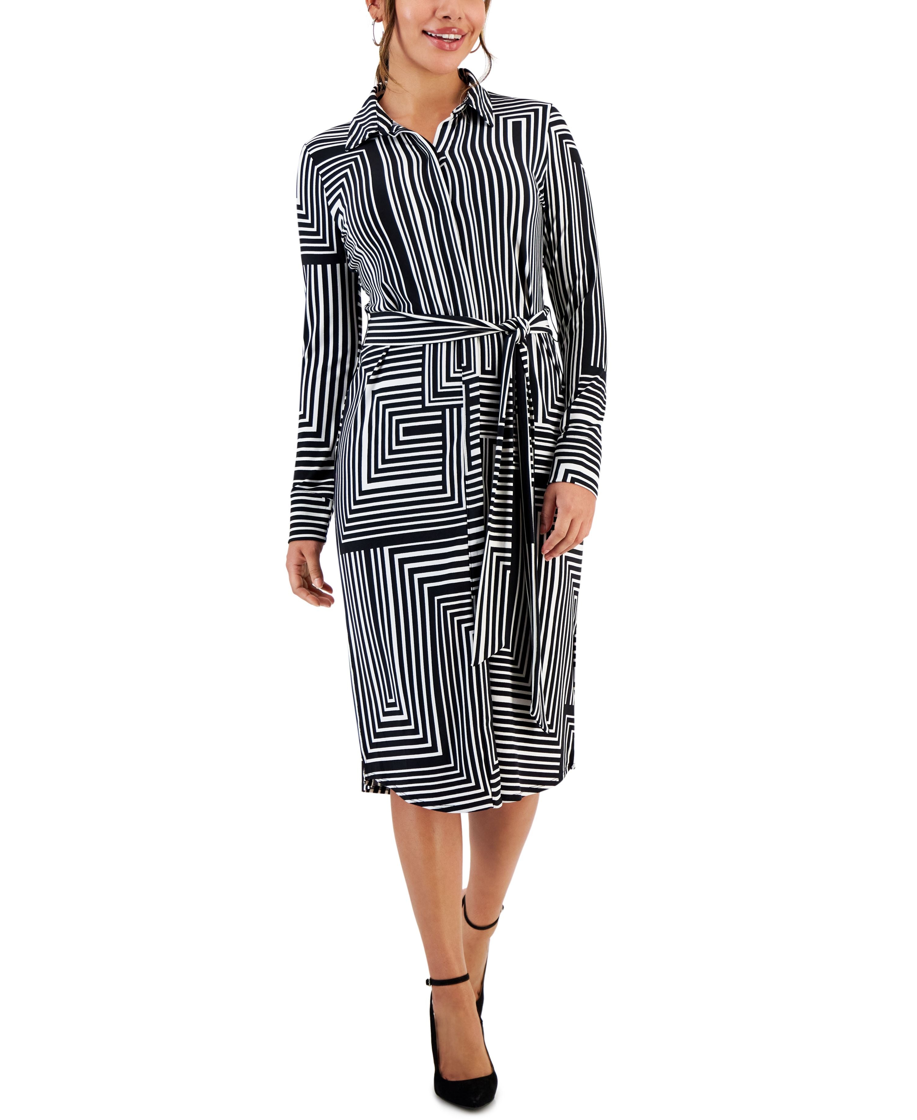 Petite Bailey Stripe Long-Sleeve Shirt Dress