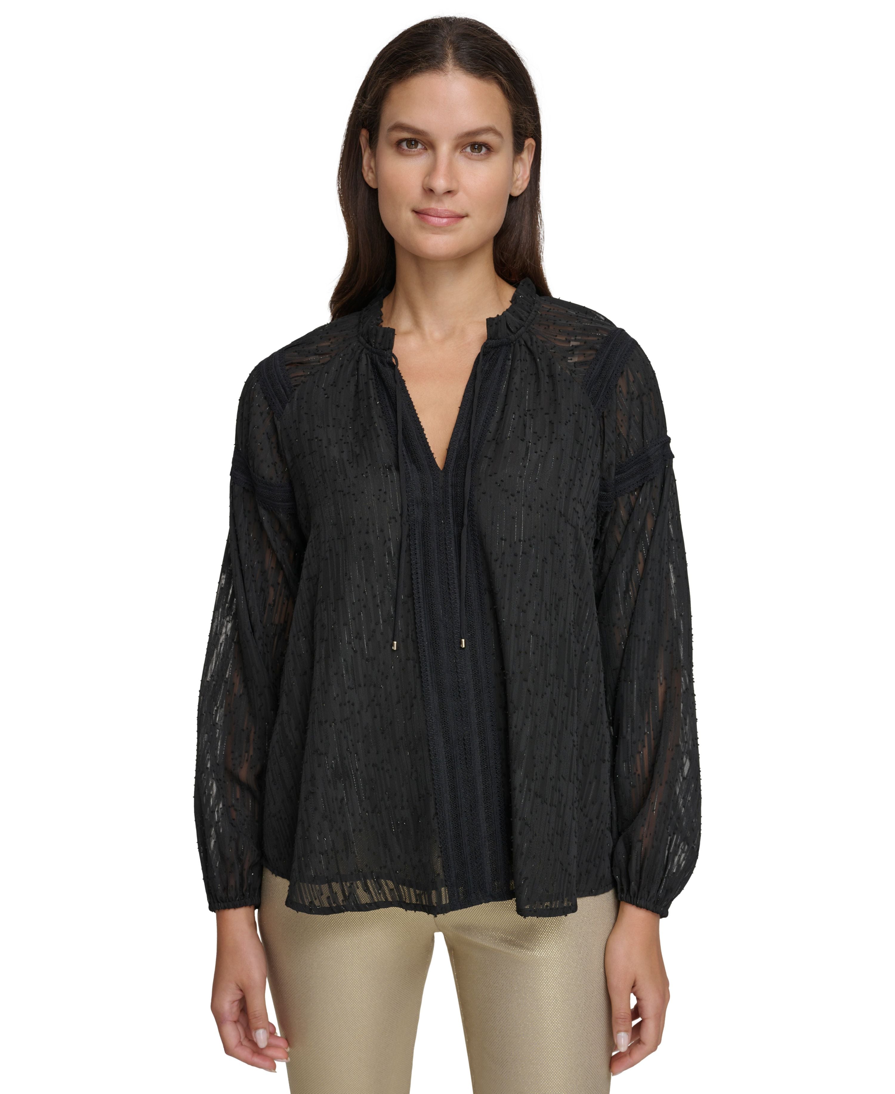 Women's Textured Split-Neck Top