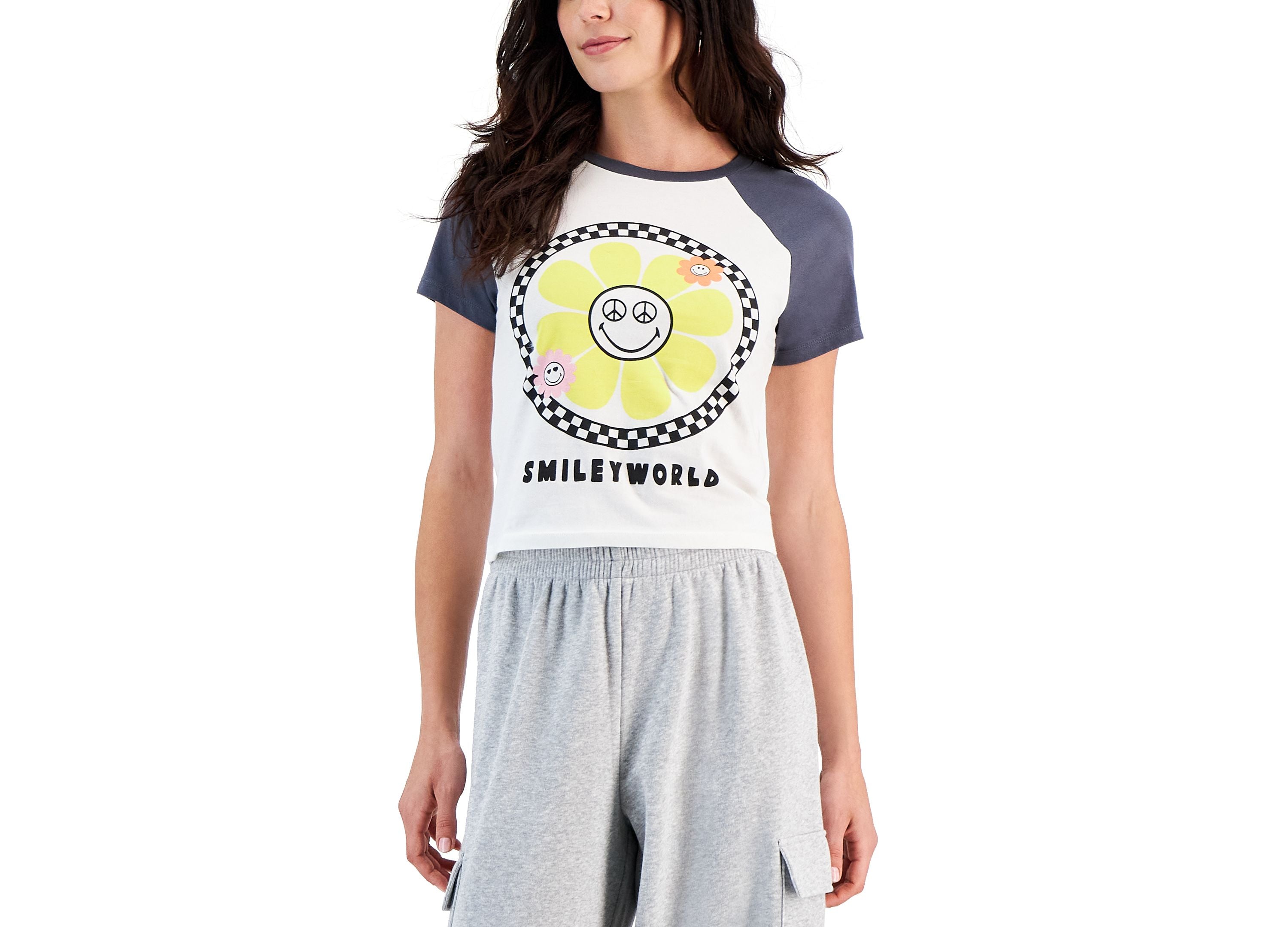 Juniors' Cotton Graphic-Print Baseball T-Shirt
