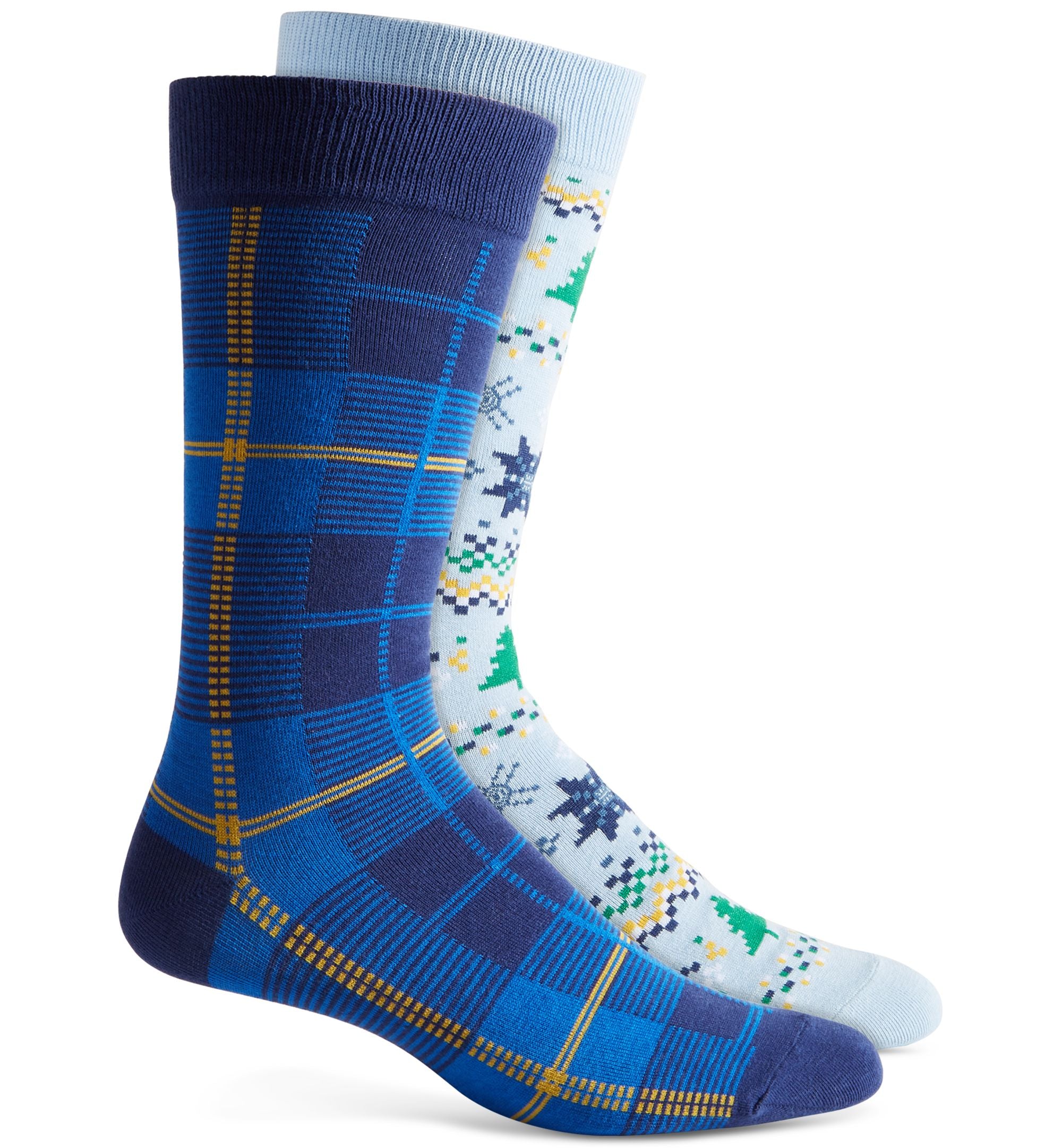 Men's Holiday Christmas Tree & Plaid Socks - 2 pk.
