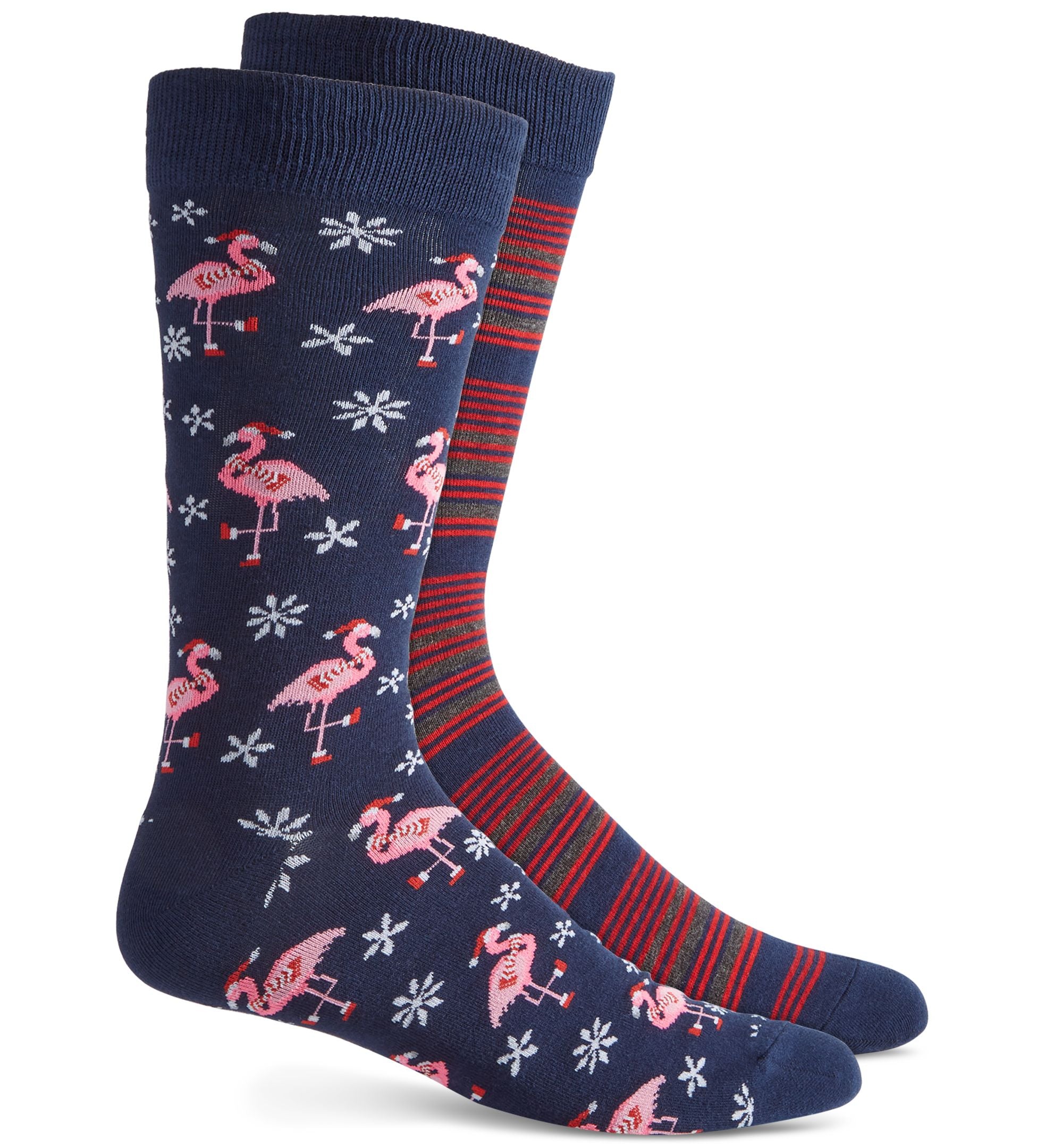 Men's Holiday Flamingo & Striped Socks - 2 pk.