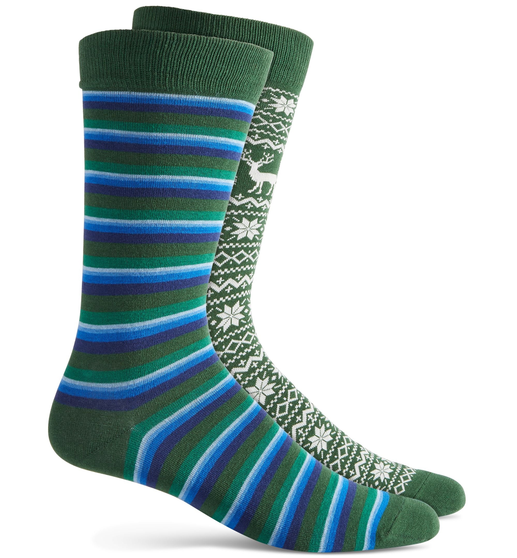 Men's Holiday Snowflake Fair Isle & Grid Socks - 2 pk.