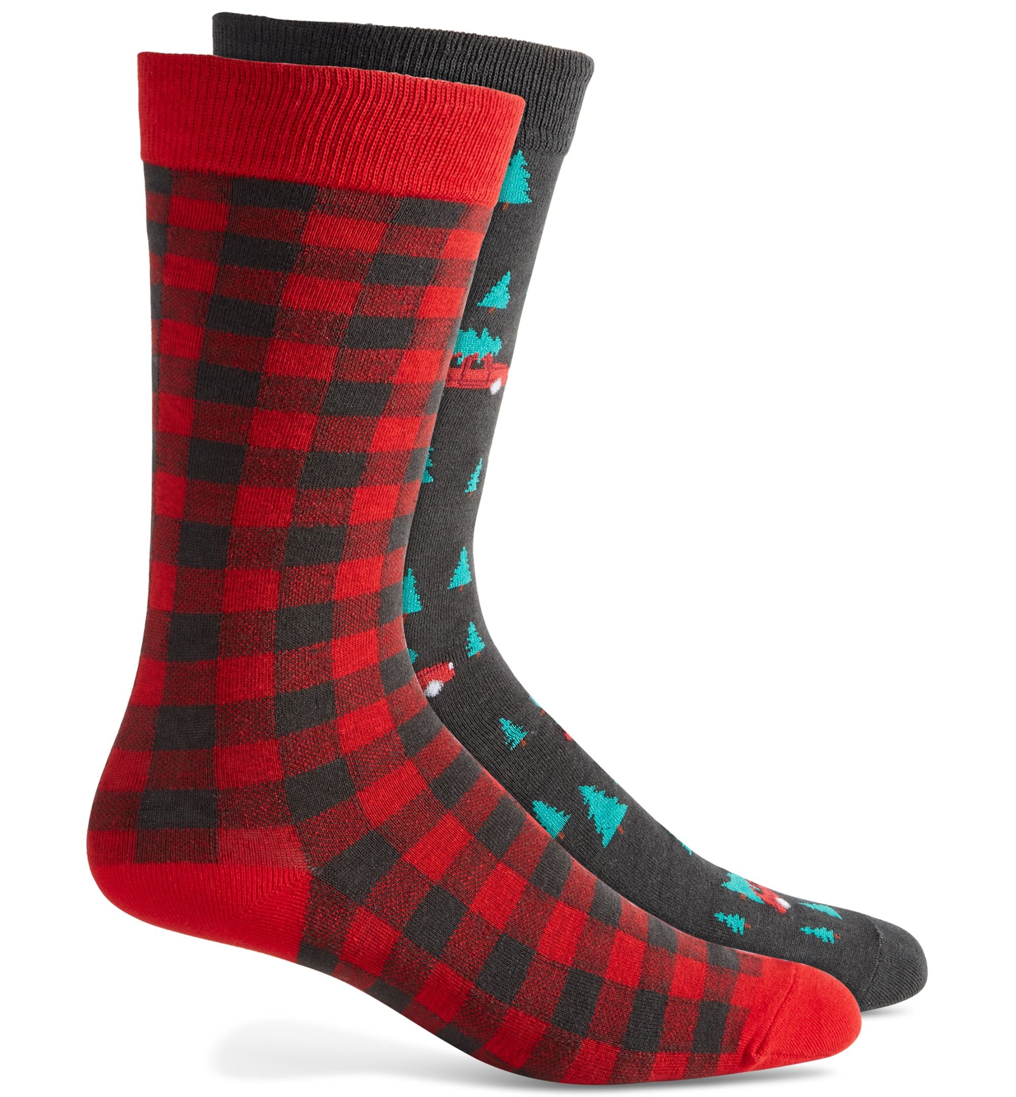 Men's Holiday Snowflake Fair Isle & Grid Socks - 2 pk.