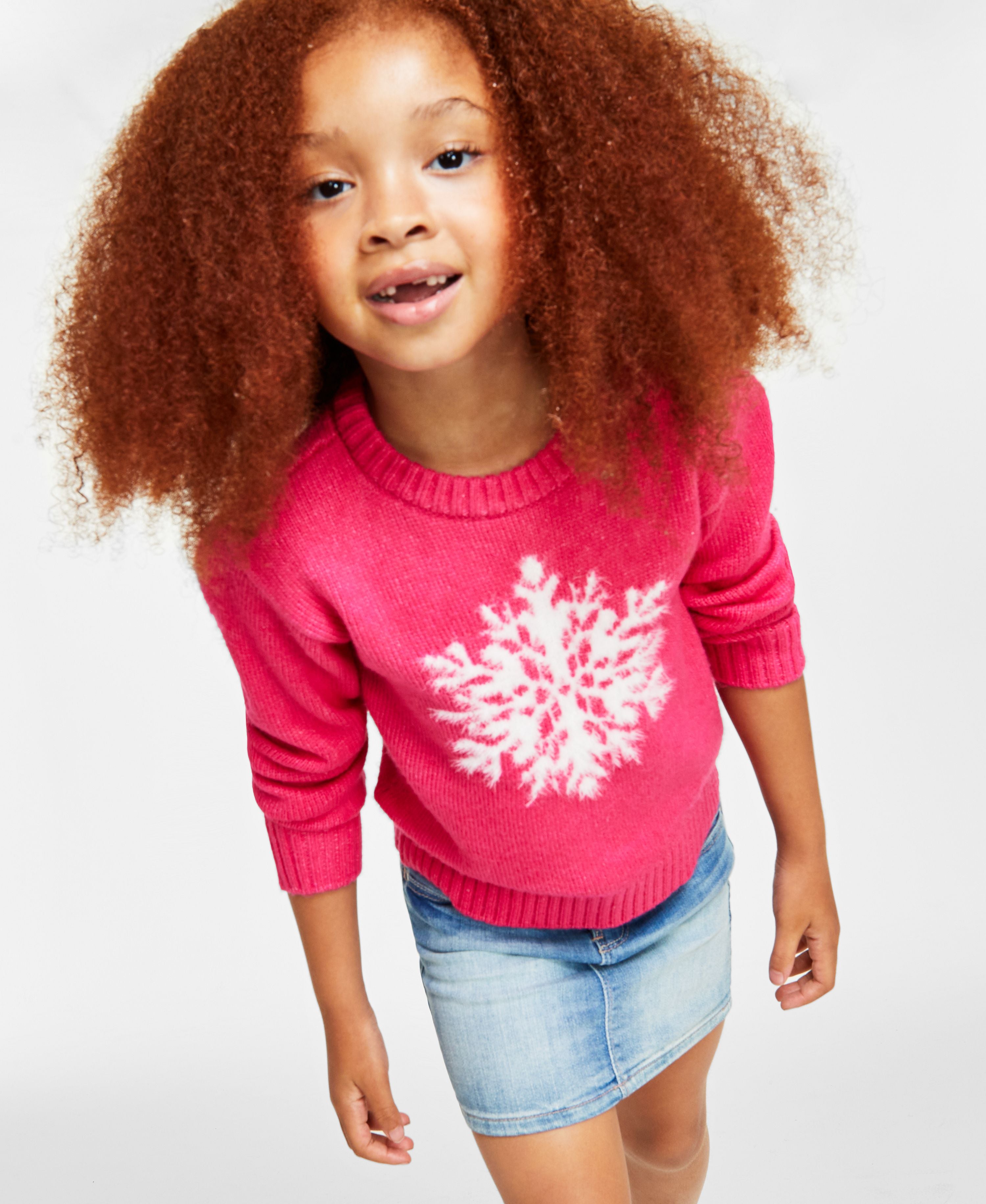 Holiday Lane Little Girls Snowflake Crewneck Sweater