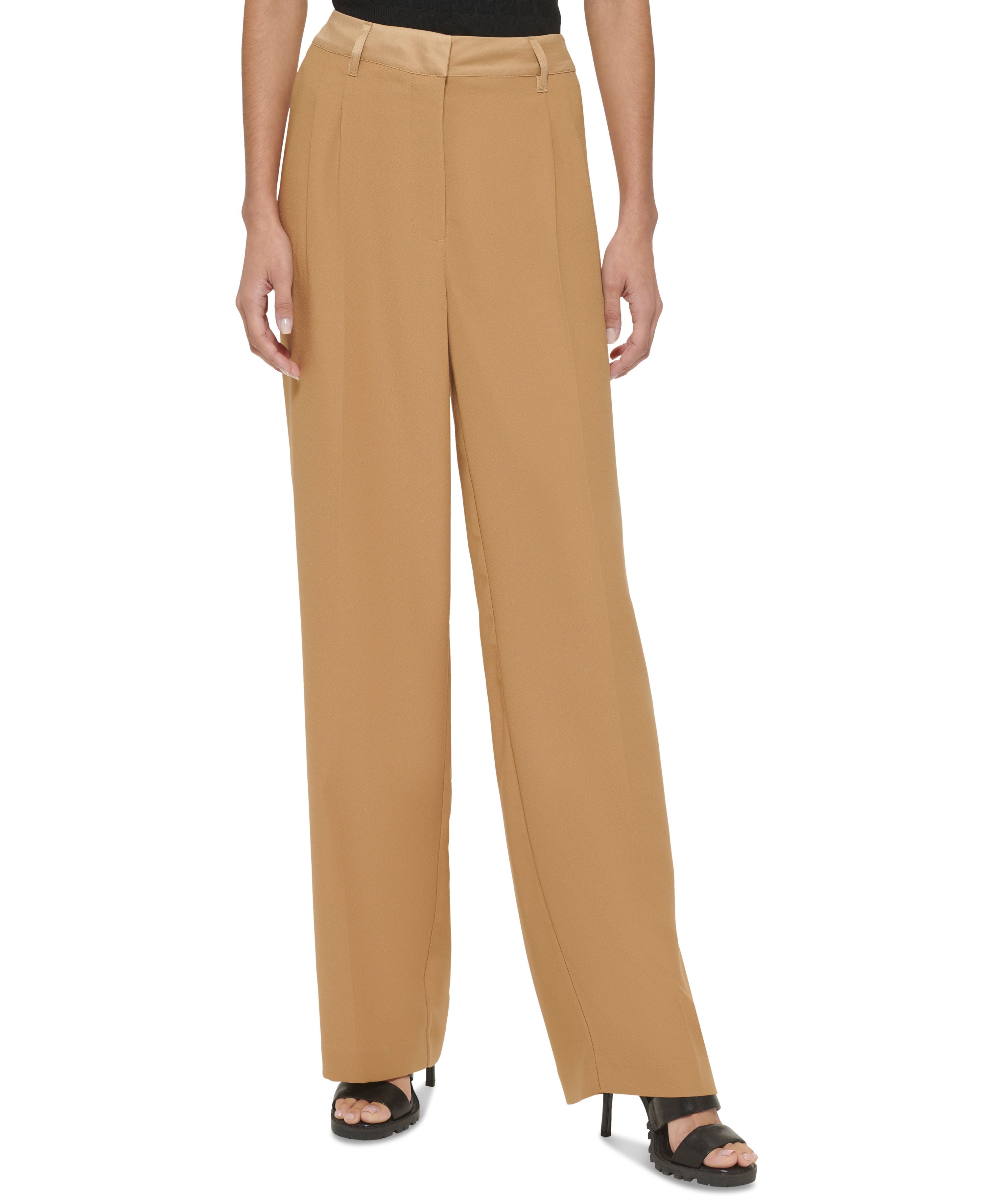 Women's Mixed-Media Wide-Leg Pants