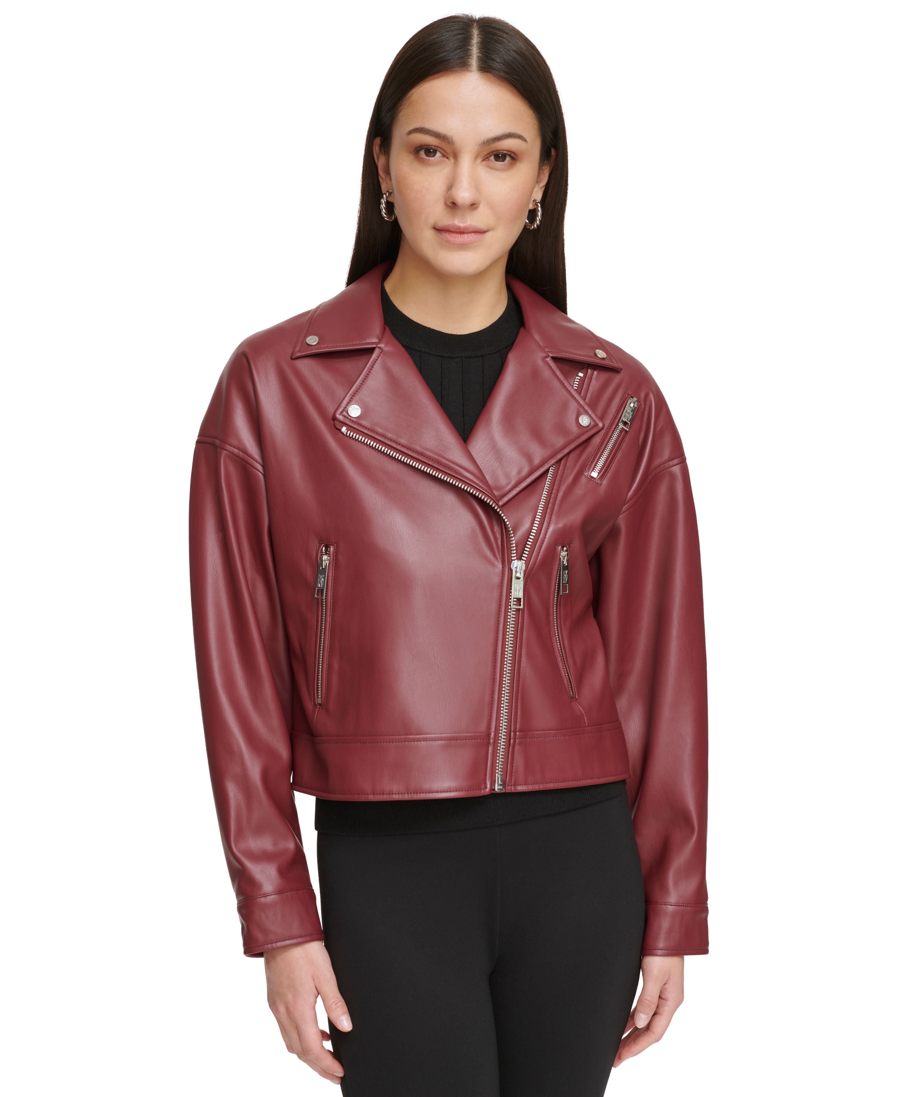 Women's Faux-Leather Moto Jacket