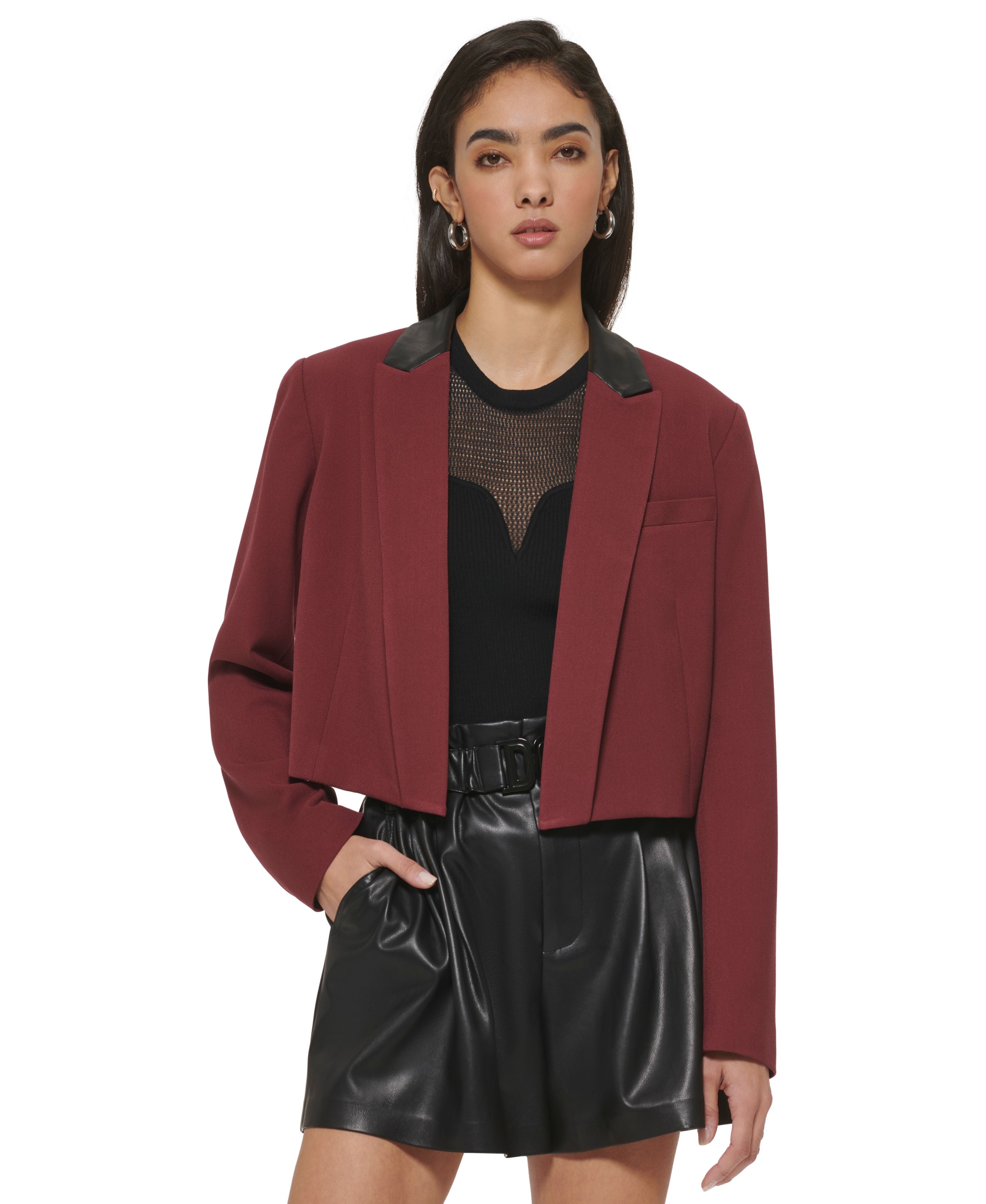 Women's Cropped Open-Front Blazer