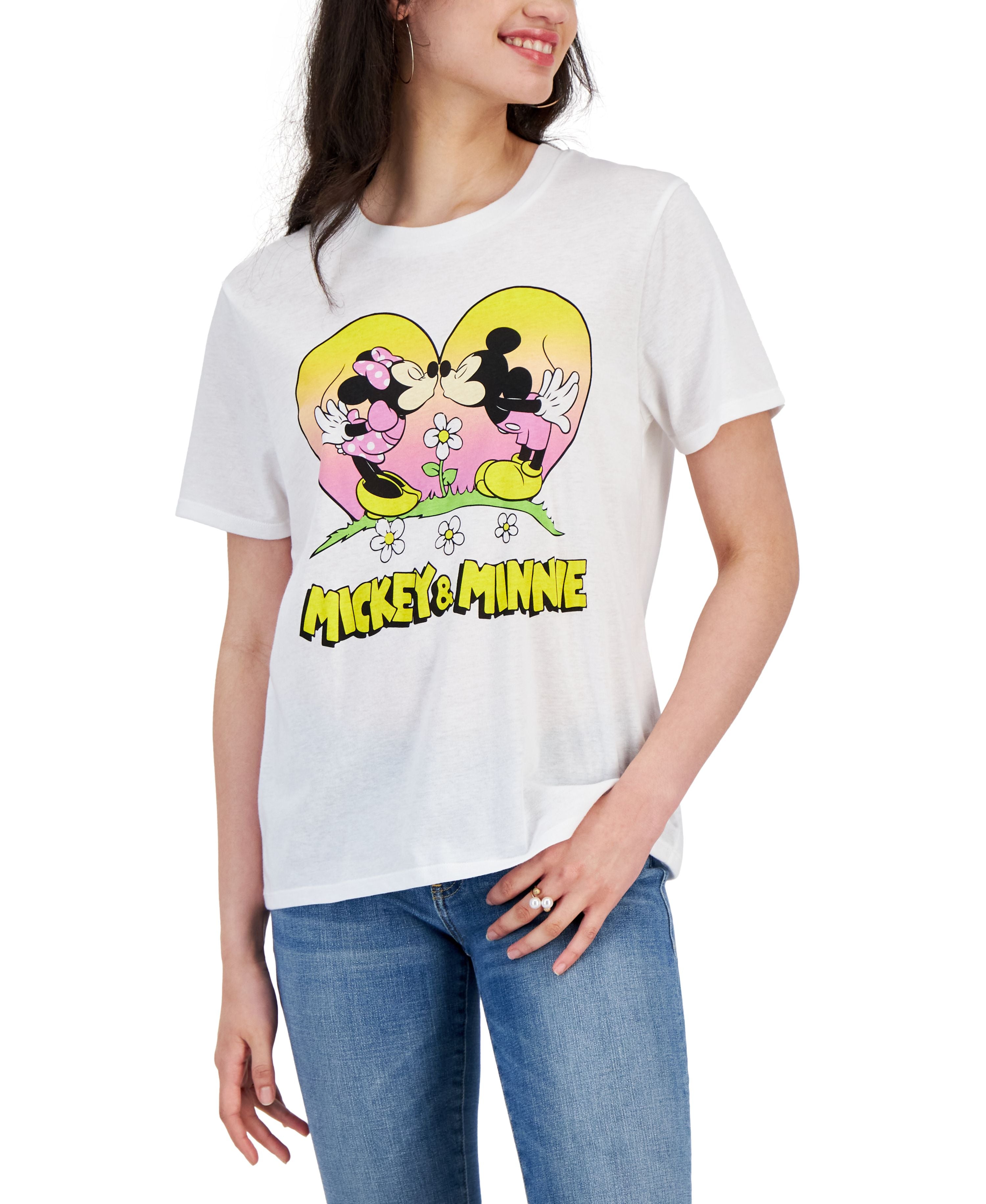 Juniors' Mickey & Minnie Graphic T-Shirt