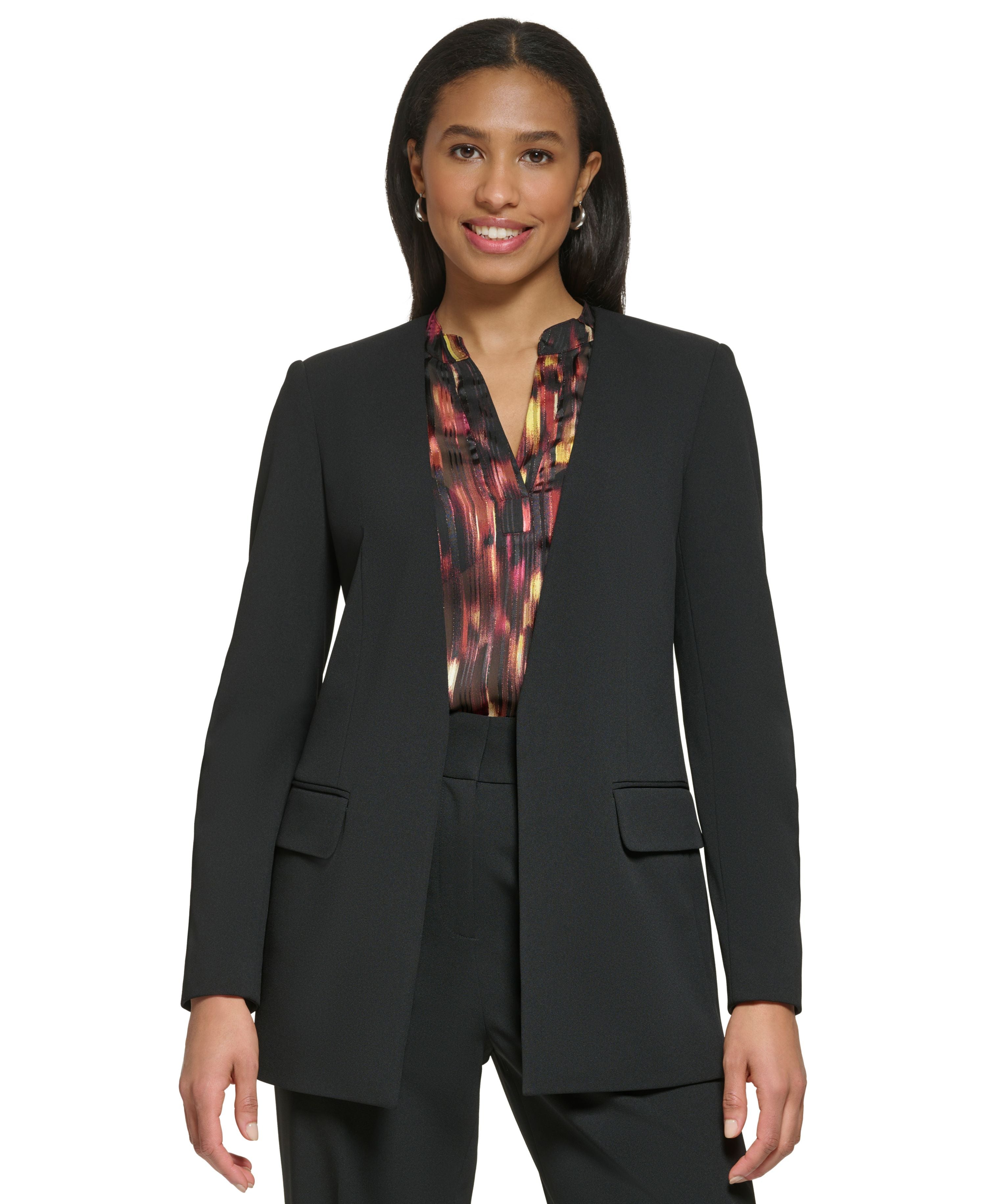Women's Collarless Open-Front Jacket