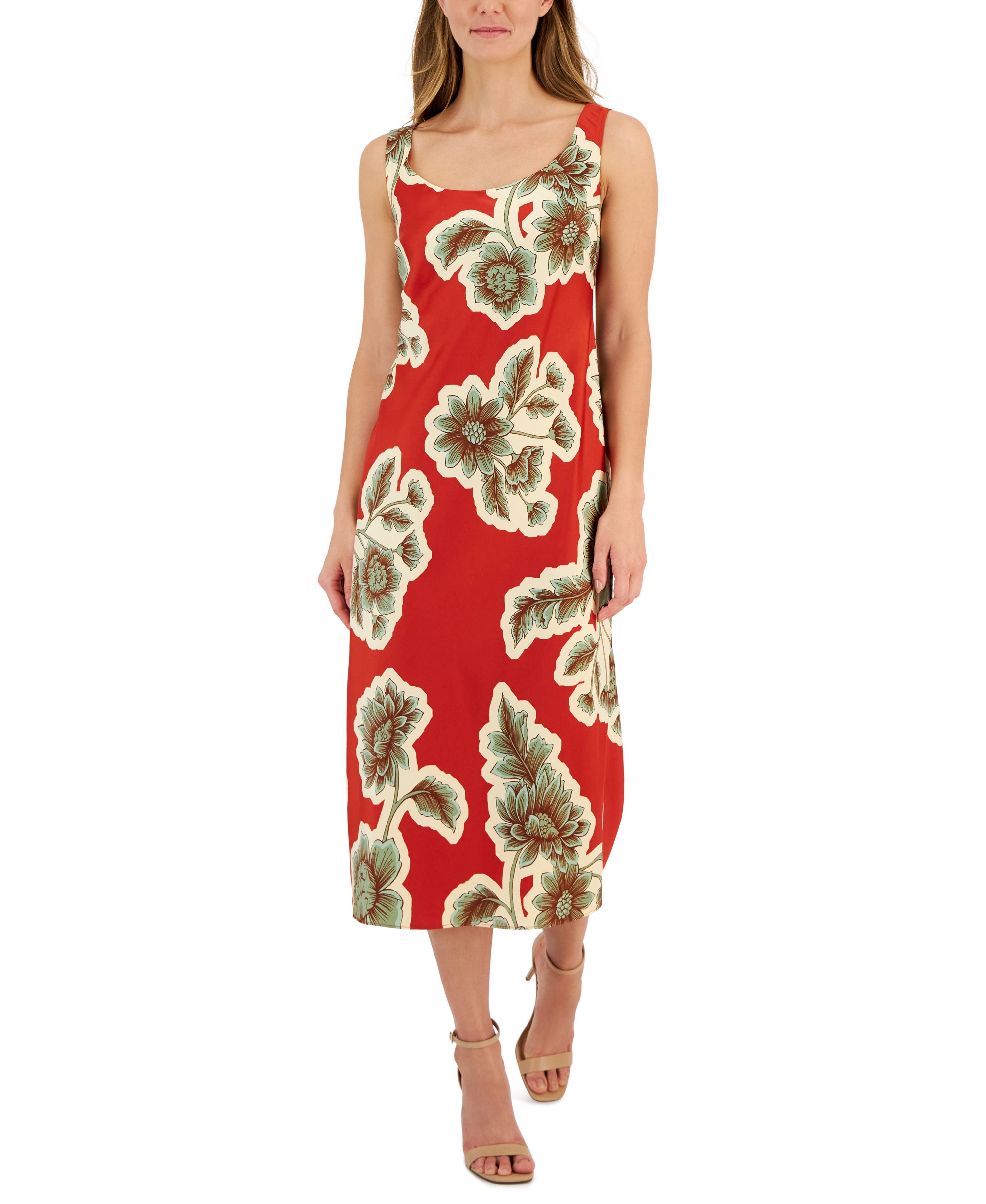 Women's Scoop-Neck Sleeveless Midi Dress