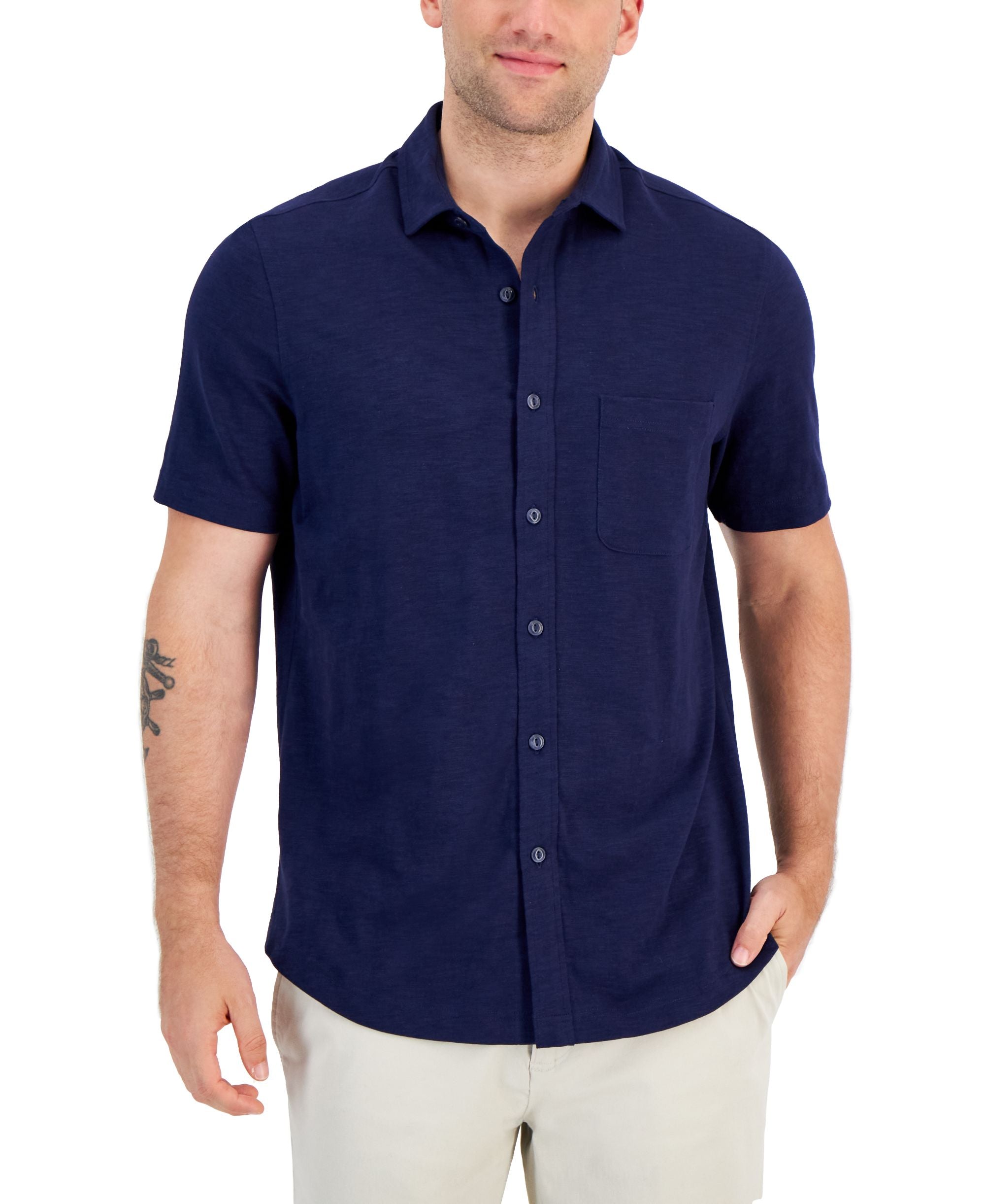 Men's Regular-Fit Textured-Knit Shirt