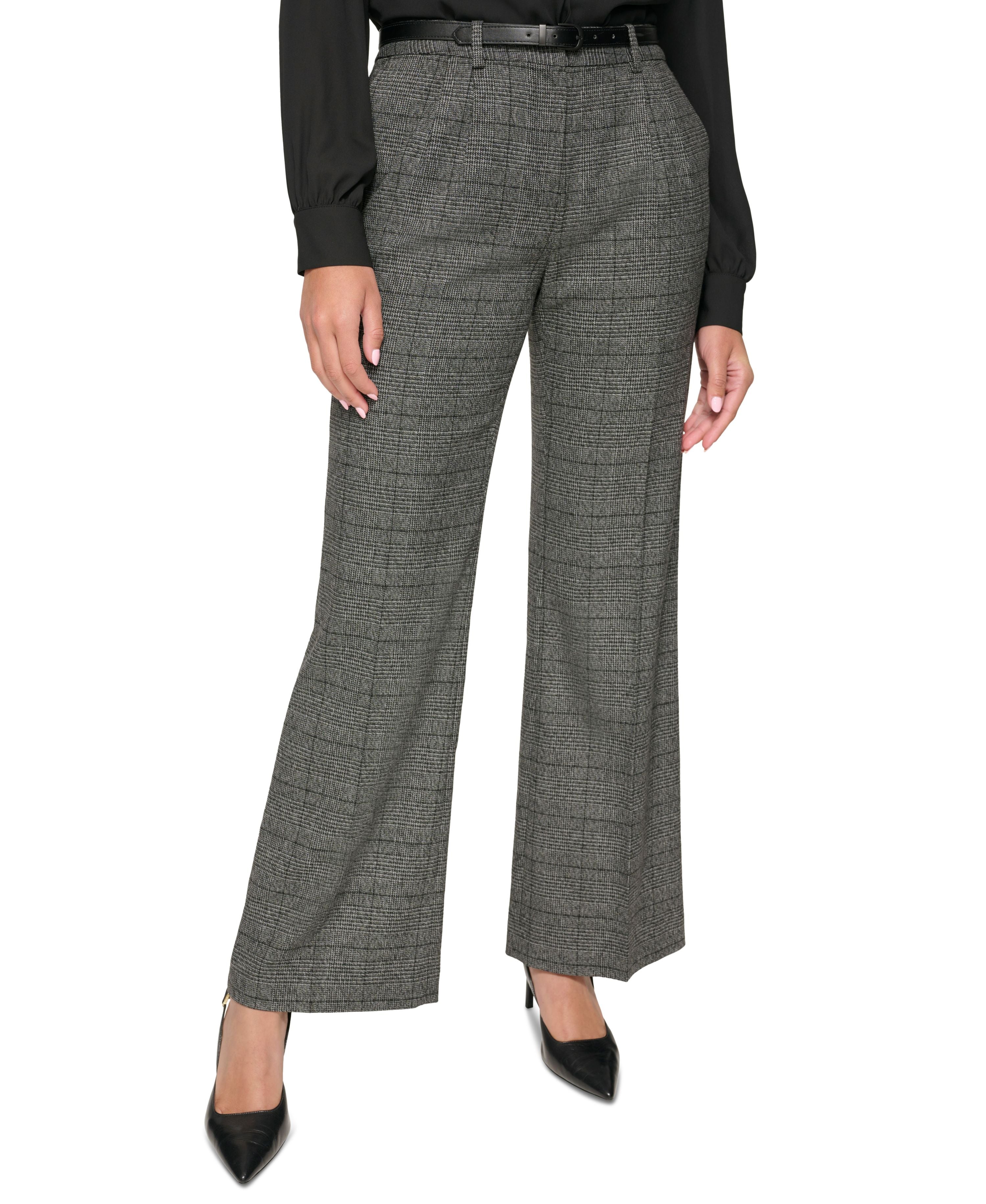 Petite Sleeveless Pleat-Neck Top, Pleat-Neck Cami, & Wide Leg Pants