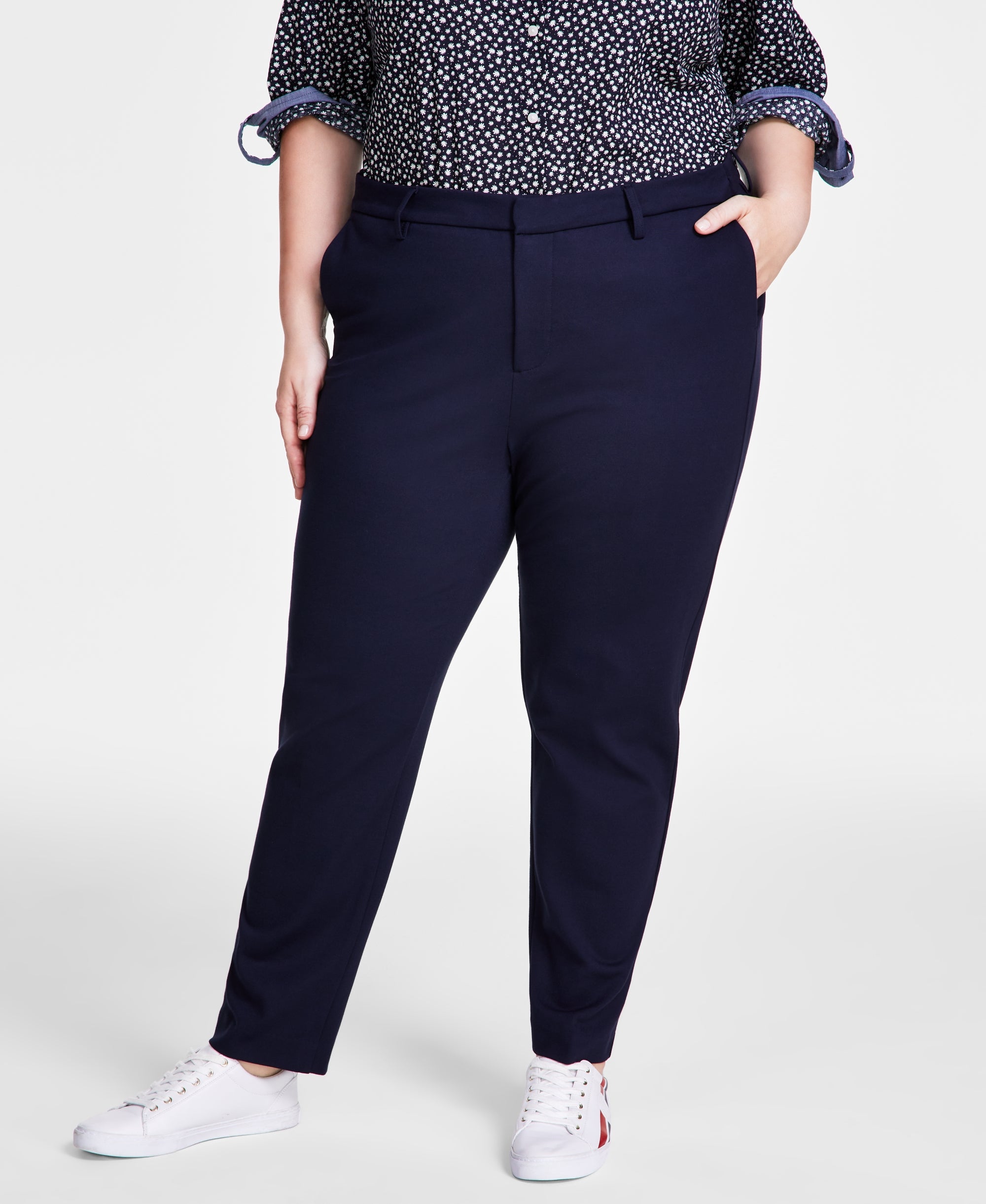 Plus Size Ponte Straight Leg Pants