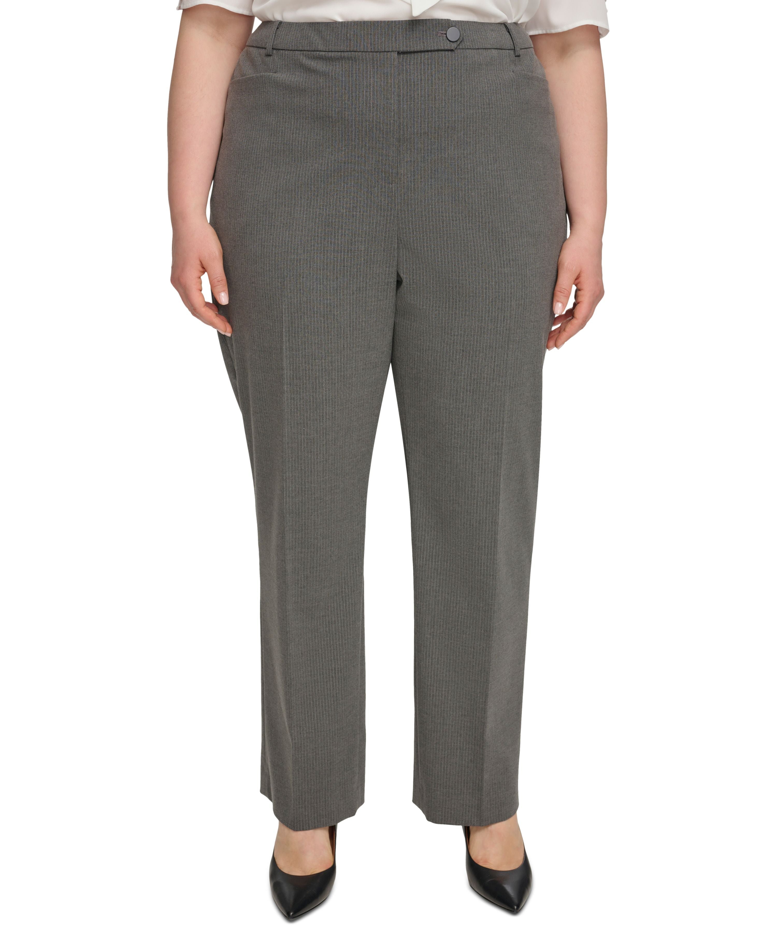 Plus Size Pinstripe Modern-Fit Pants
