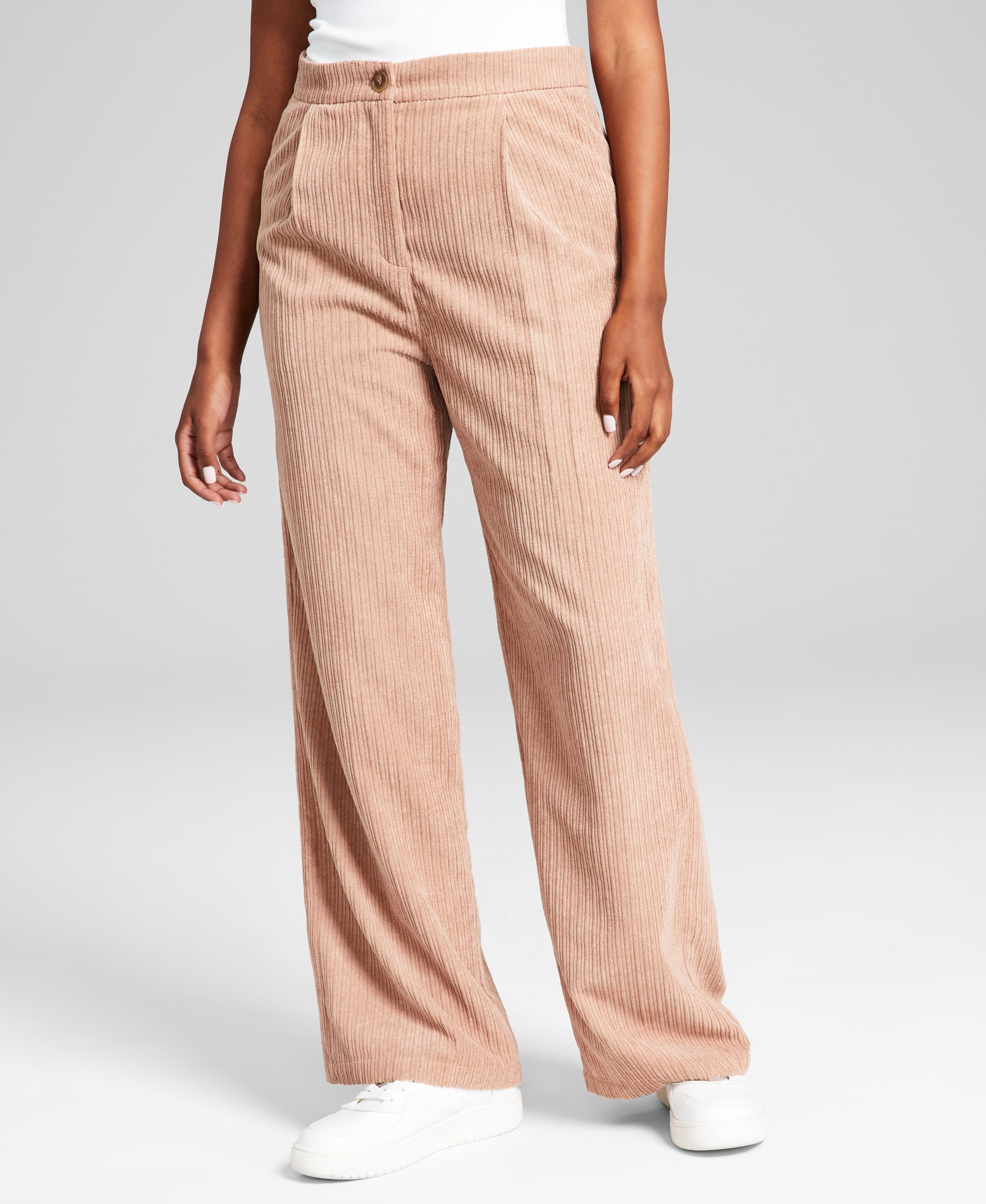 Women's Corduroy Pleated Wide-Leg Pants
