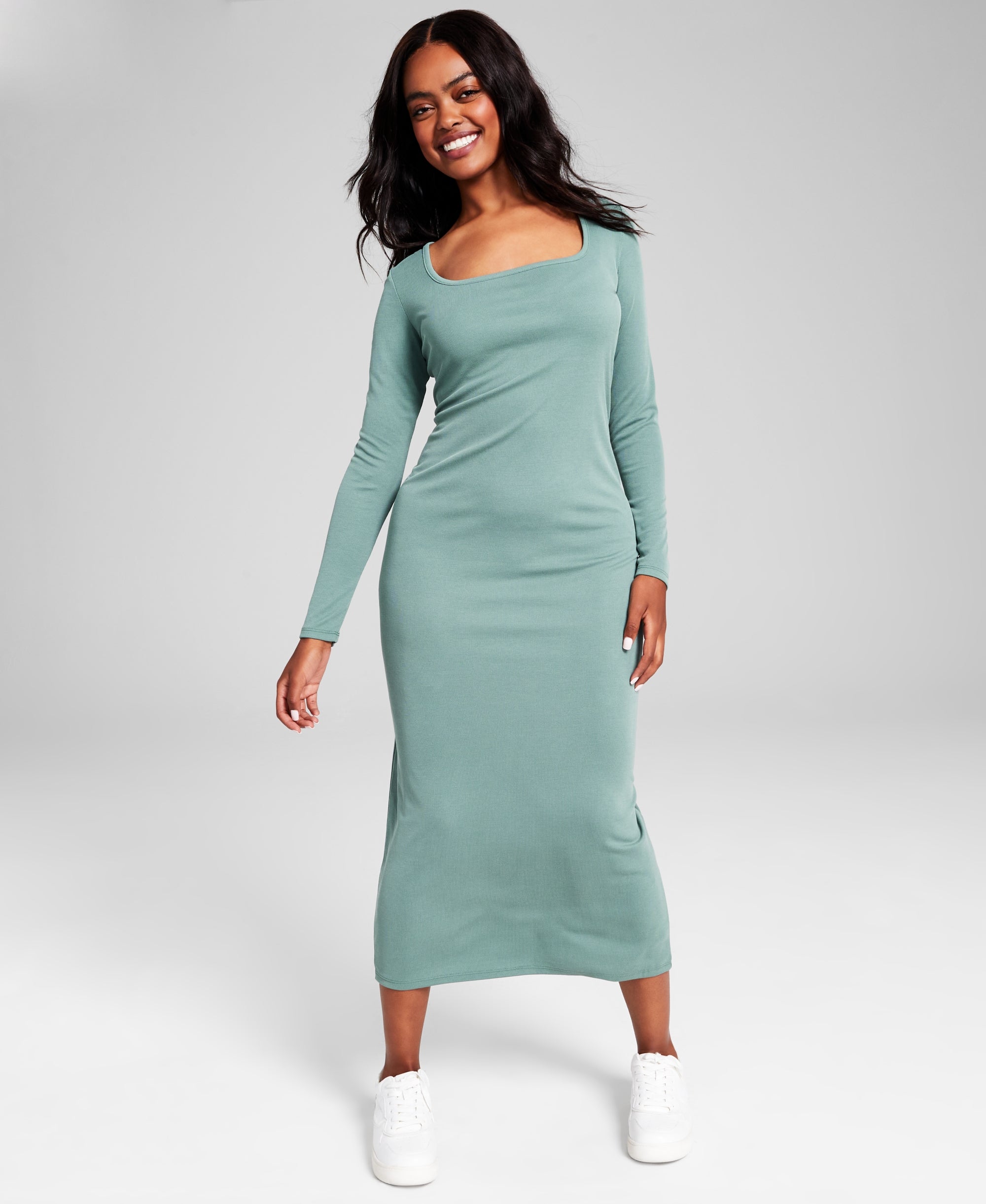 Women's Ribbed Scoop-Neck Knit Maxi Dress
