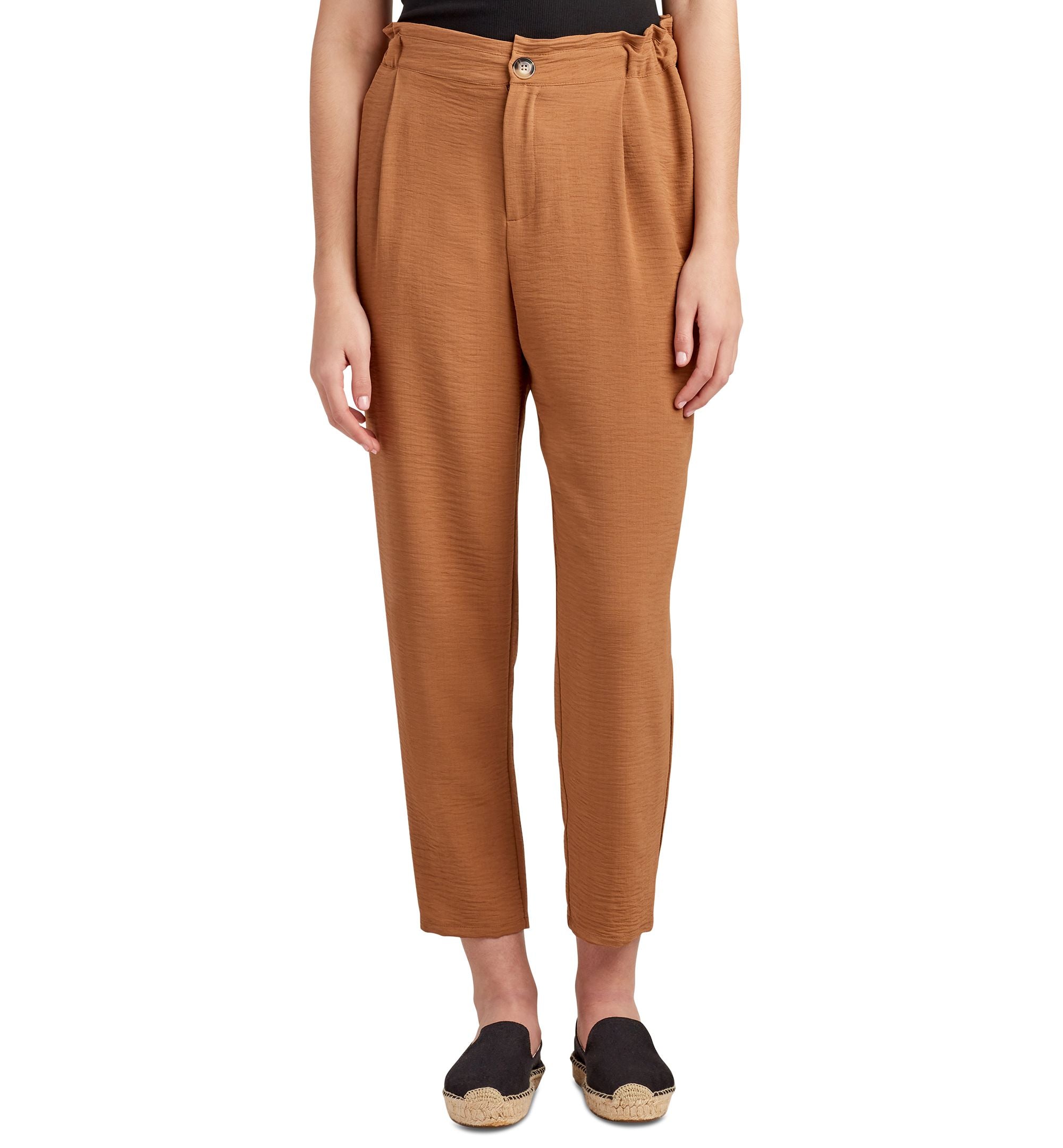 Juniors' Airflow Textured High-Rise Paper-Bag-Waist Pants
